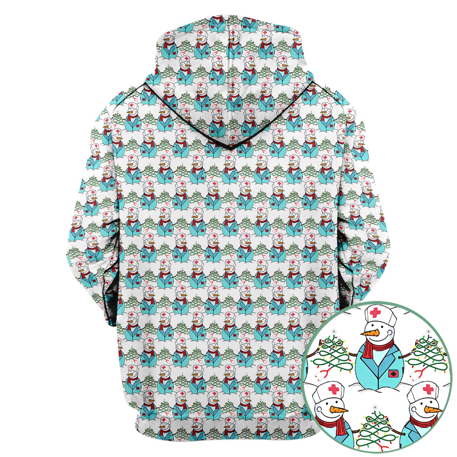 Funny Nurse Scrubs Christmas Edition - Snowman Doctor Print Top - Custom Multi Color Medical Shirt Gift for Nurses and Healthcare Staff