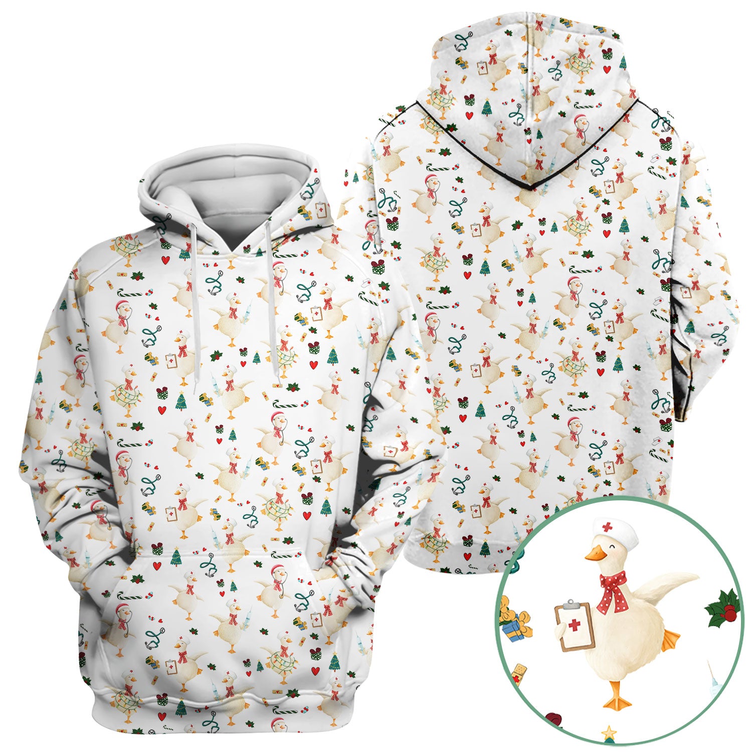 Funny Christmas Goose Scrub Top - Holiday Nurse Shirt for Women - Cute Medical Uniform Xmas Gift for RN CNA LPN Nursing Student