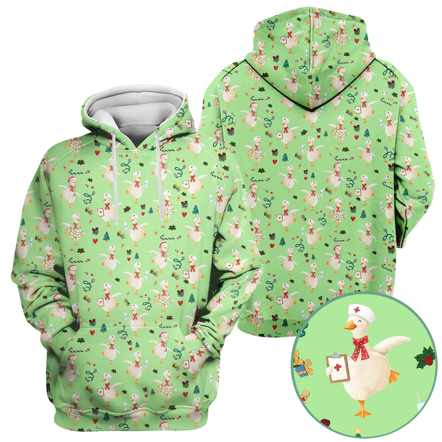 Cute Christmas Goose Scrub for Nurses - Funny Holiday Medical Shirt - Festive Xmas Top for RN CNA LPN Nursing Student Gift