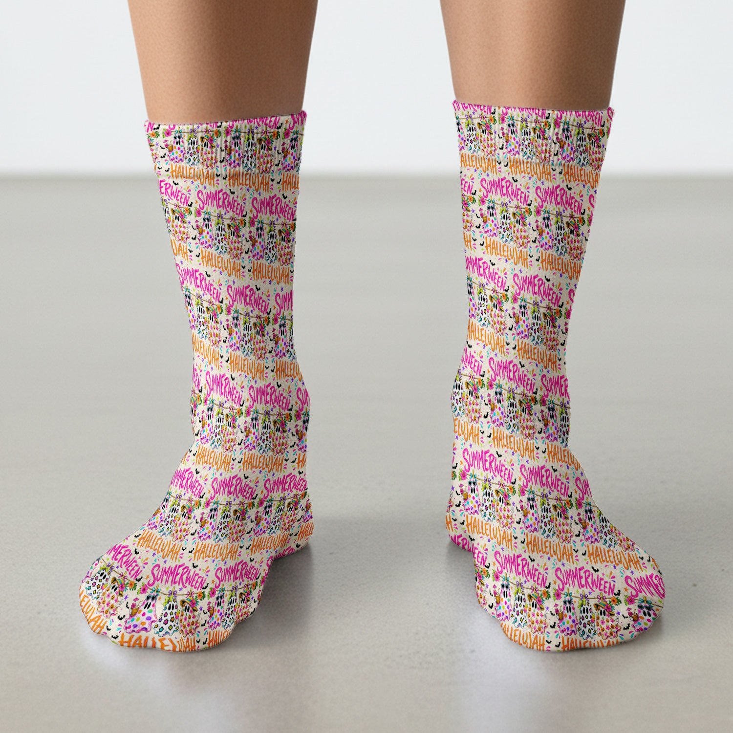 Summer Halloween Ghost Pattern Socks, Adult Socks for Men and Women
