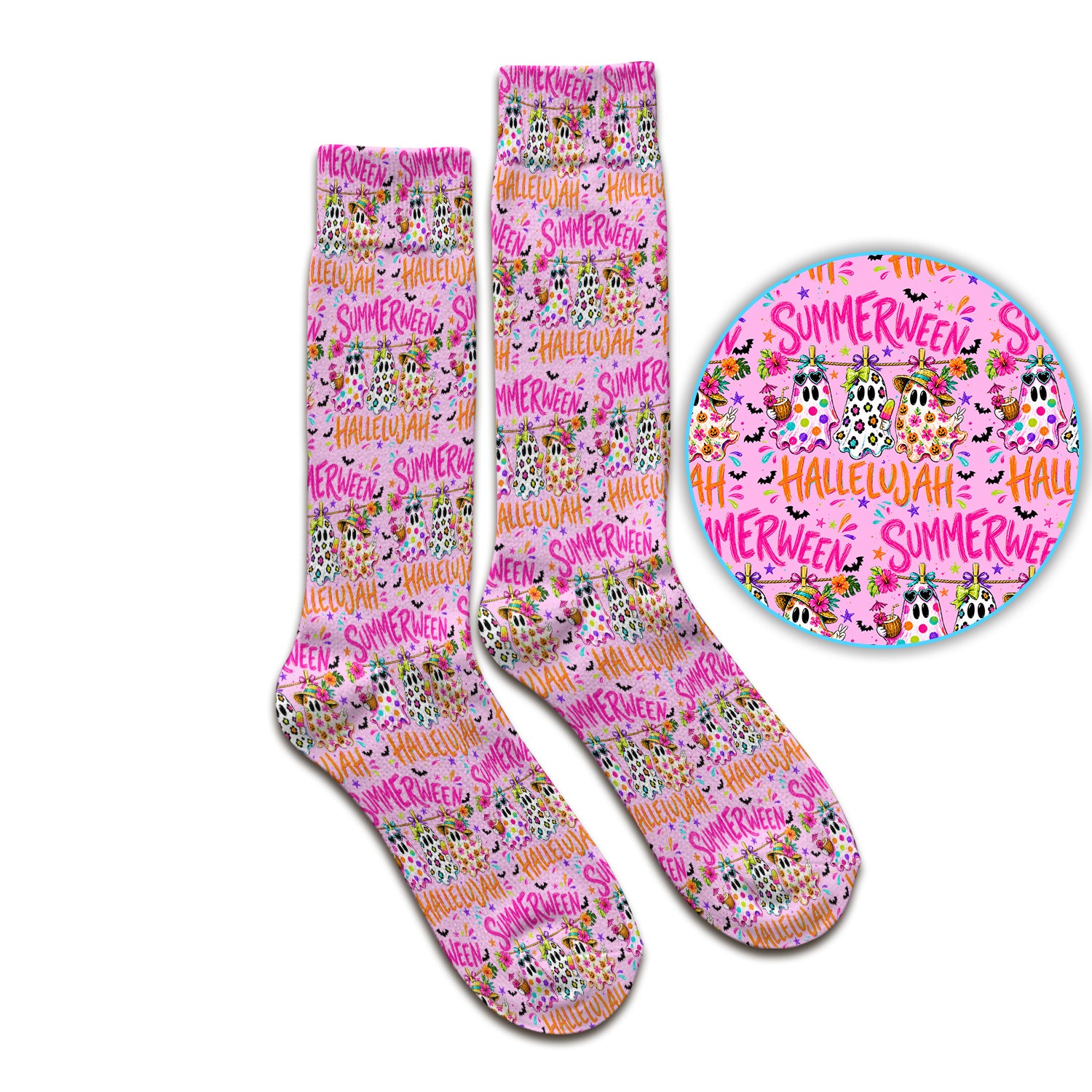 Summer Halloween Ghost Pattern Socks, Adult Socks for Men and Women