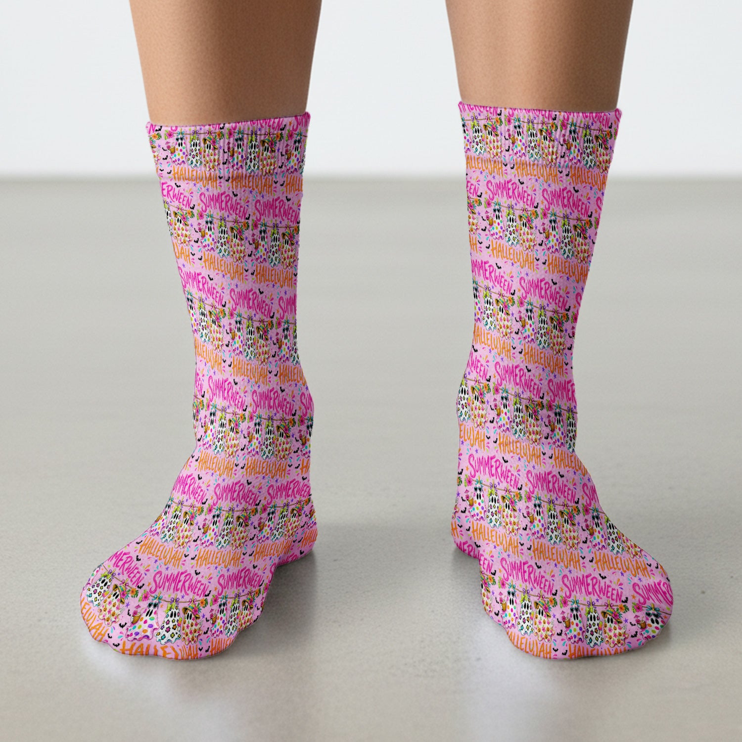Summer Halloween Ghost Pattern Socks, Adult Socks for Men and Women