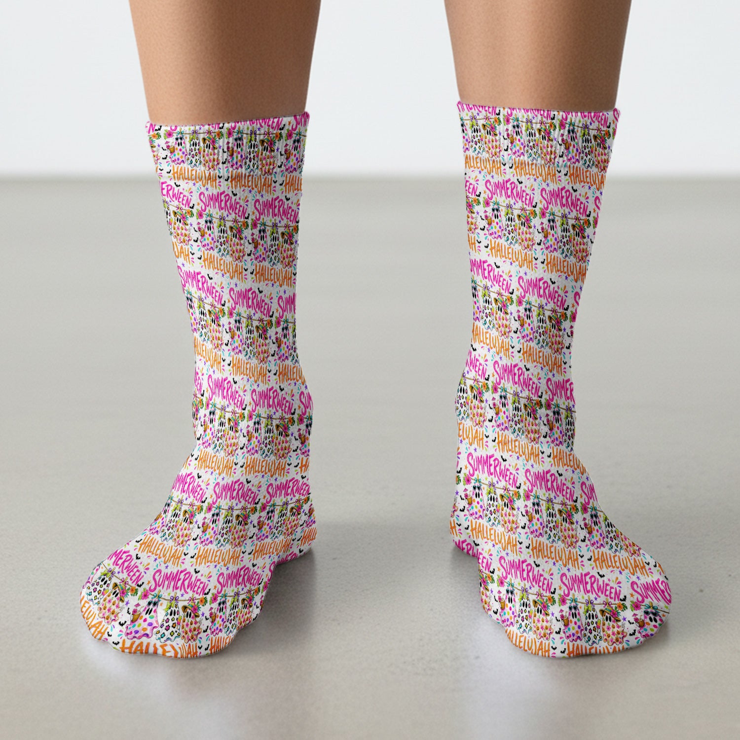 Summer Halloween Ghost Pattern Socks, Adult Socks for Men and Women