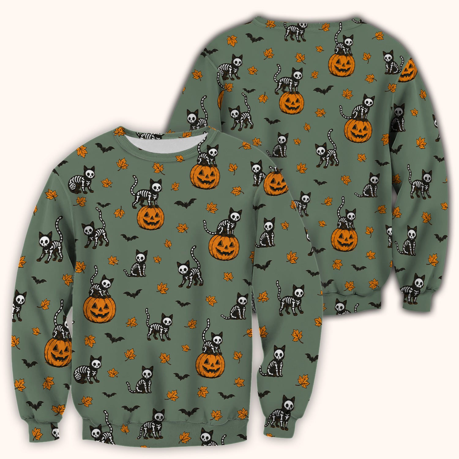 Skeleton Cat Pattern Scrub Top, Comfortable Scrubs for Nurses