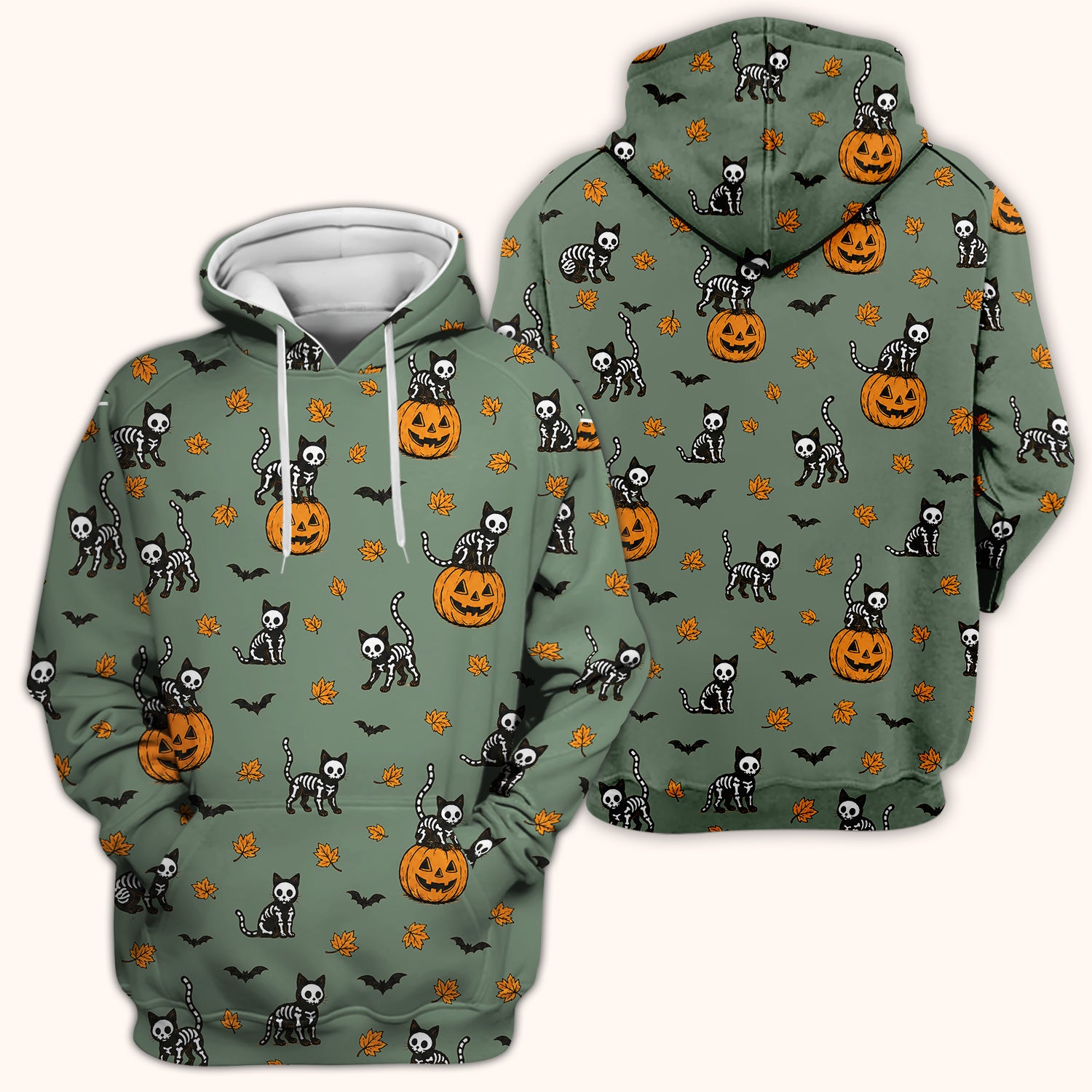 Skeleton Cat Pattern Scrub Top, Comfortable Scrubs for Nurses