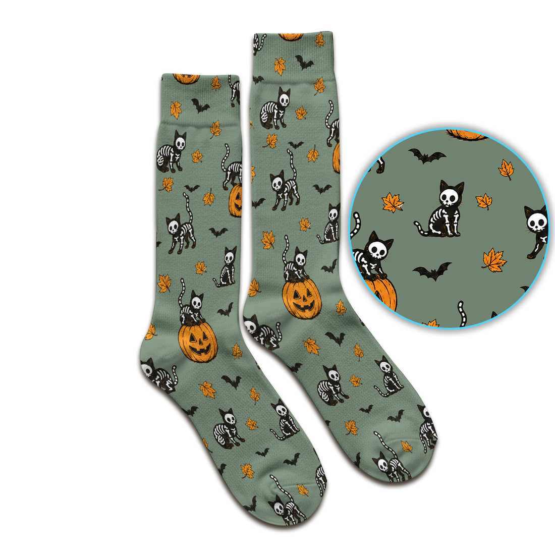 Skeleton Cat Pattern Socks, Adult Socks for Men and Women