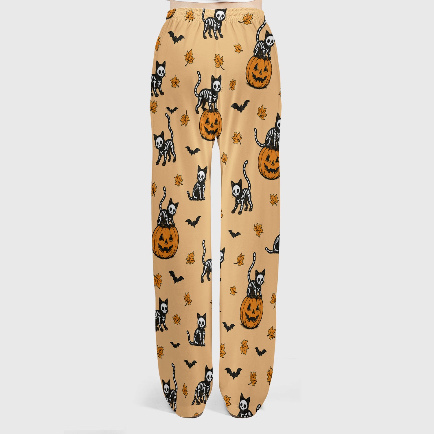 Skeleton Cat Pattern Scrub Set, Scrub Pants and V Neck Top