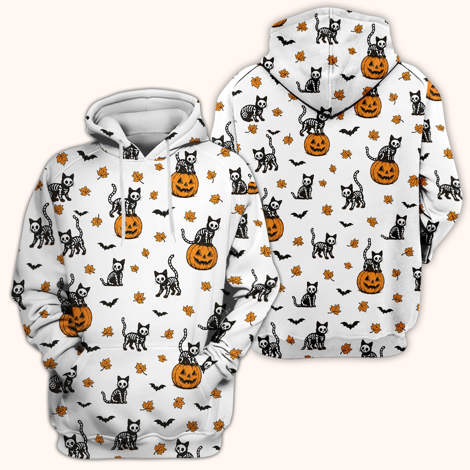 Skeleton Cat Pattern Scrub Top, Comfortable Scrubs for Nurses