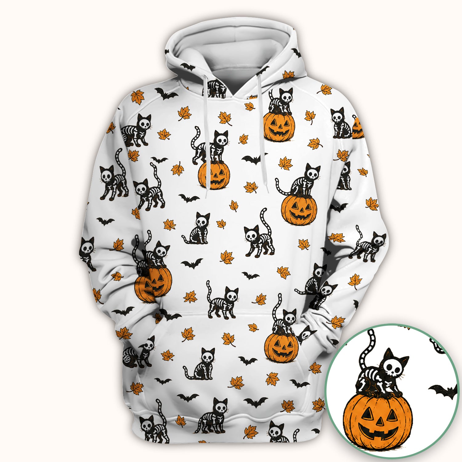 Skeleton Cat Pattern Scrub Top, Comfortable Scrubs for Nurses