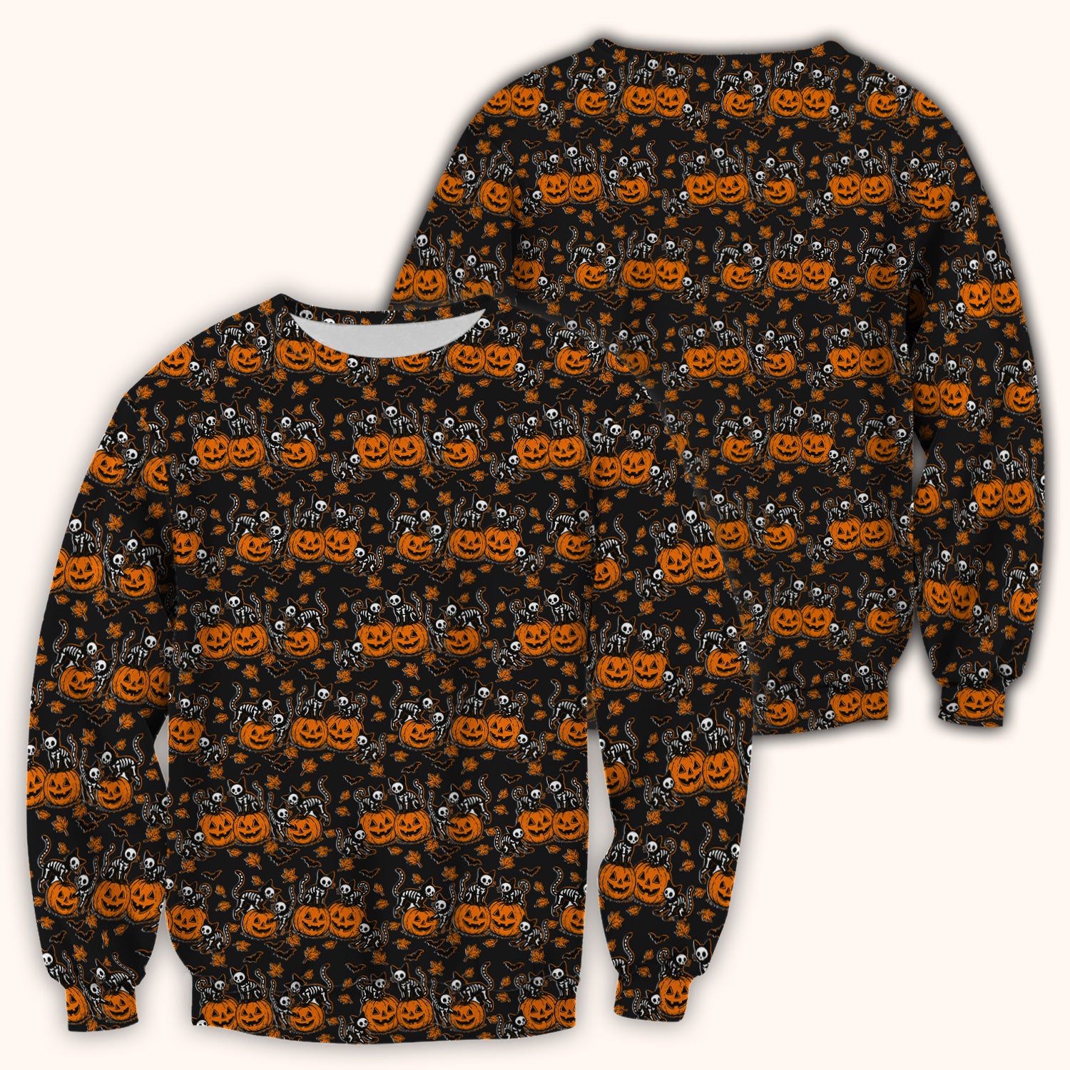 Halloween Skeleton Cat Print Scrub Top, Comfortable Scrubs for Nurses