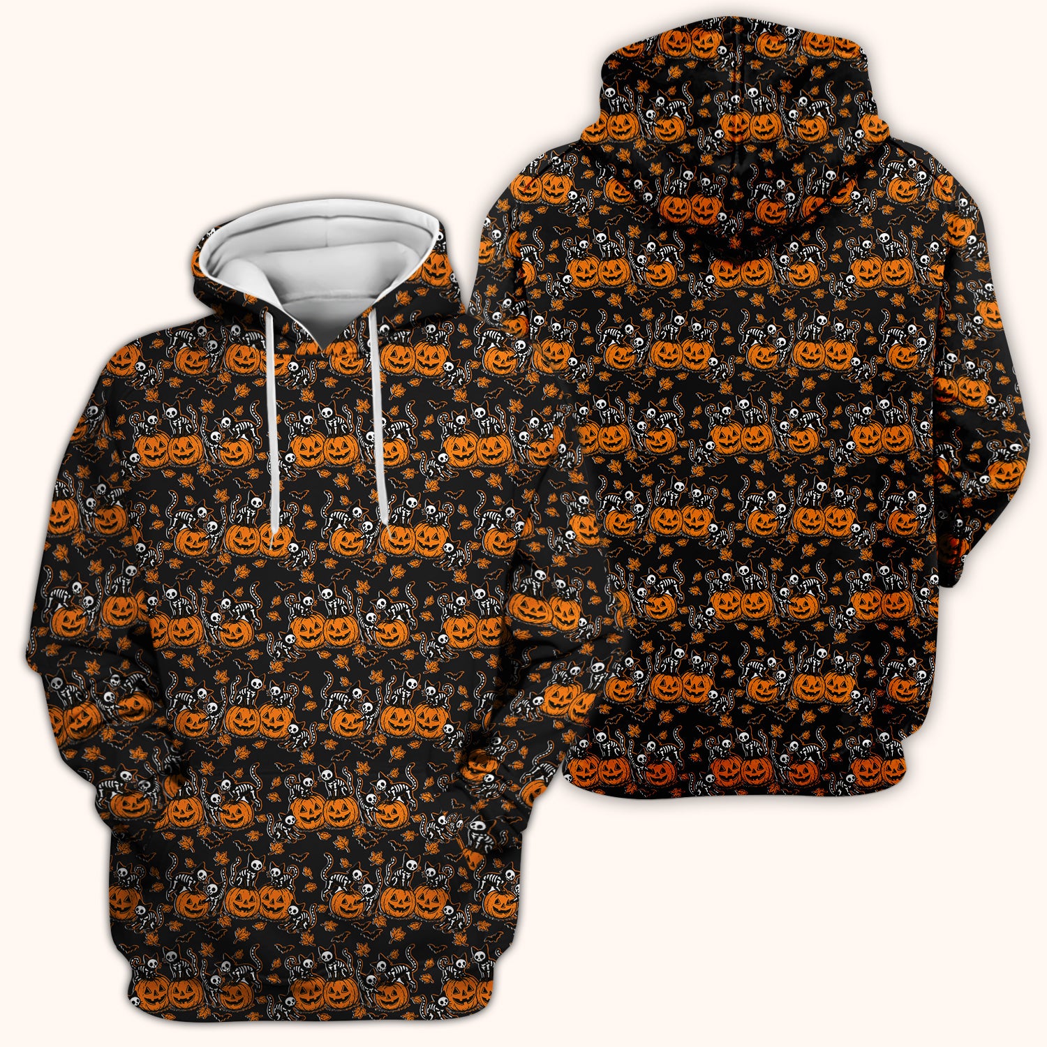 Halloween Skeleton Cat Print Scrub Top, Comfortable Scrubs for Nurses