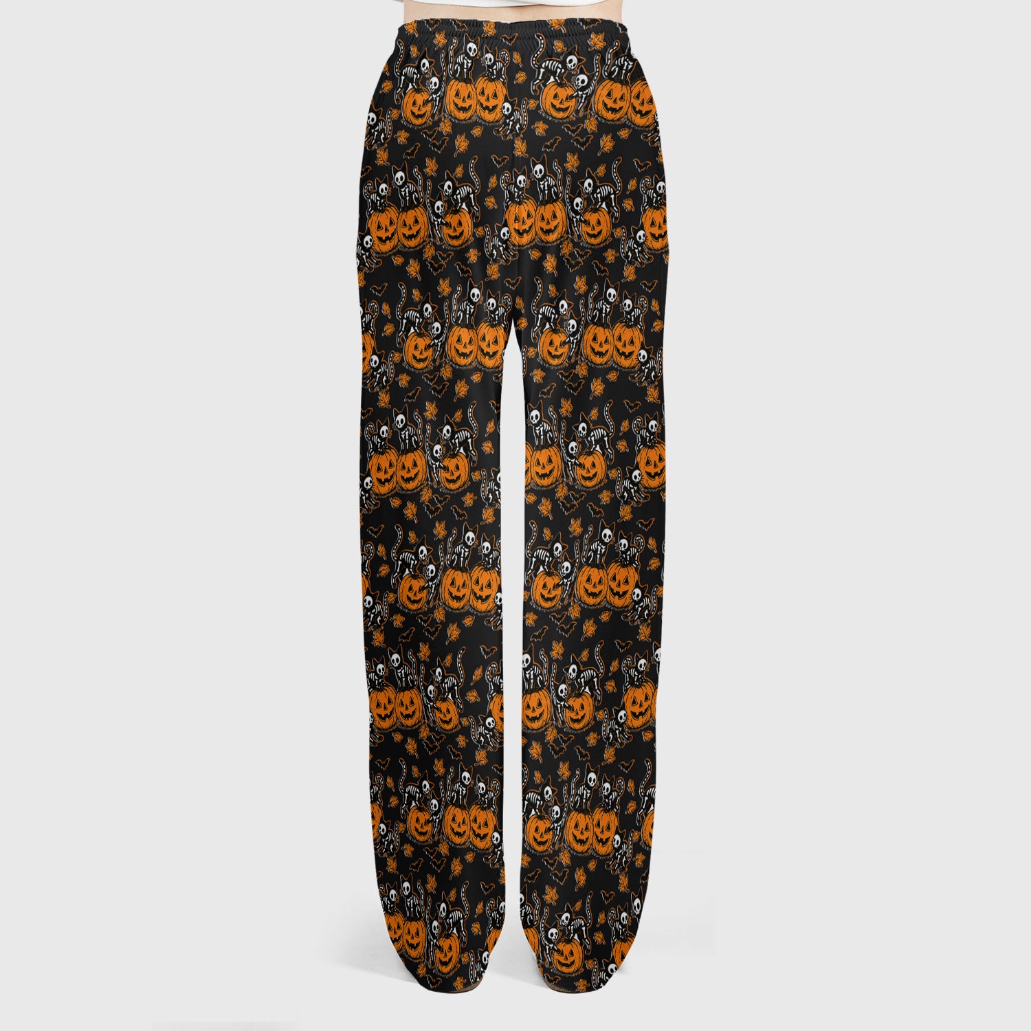 Halloween Skeleton Cat Print Scrub Set, Scrub Pants and V Neck Top