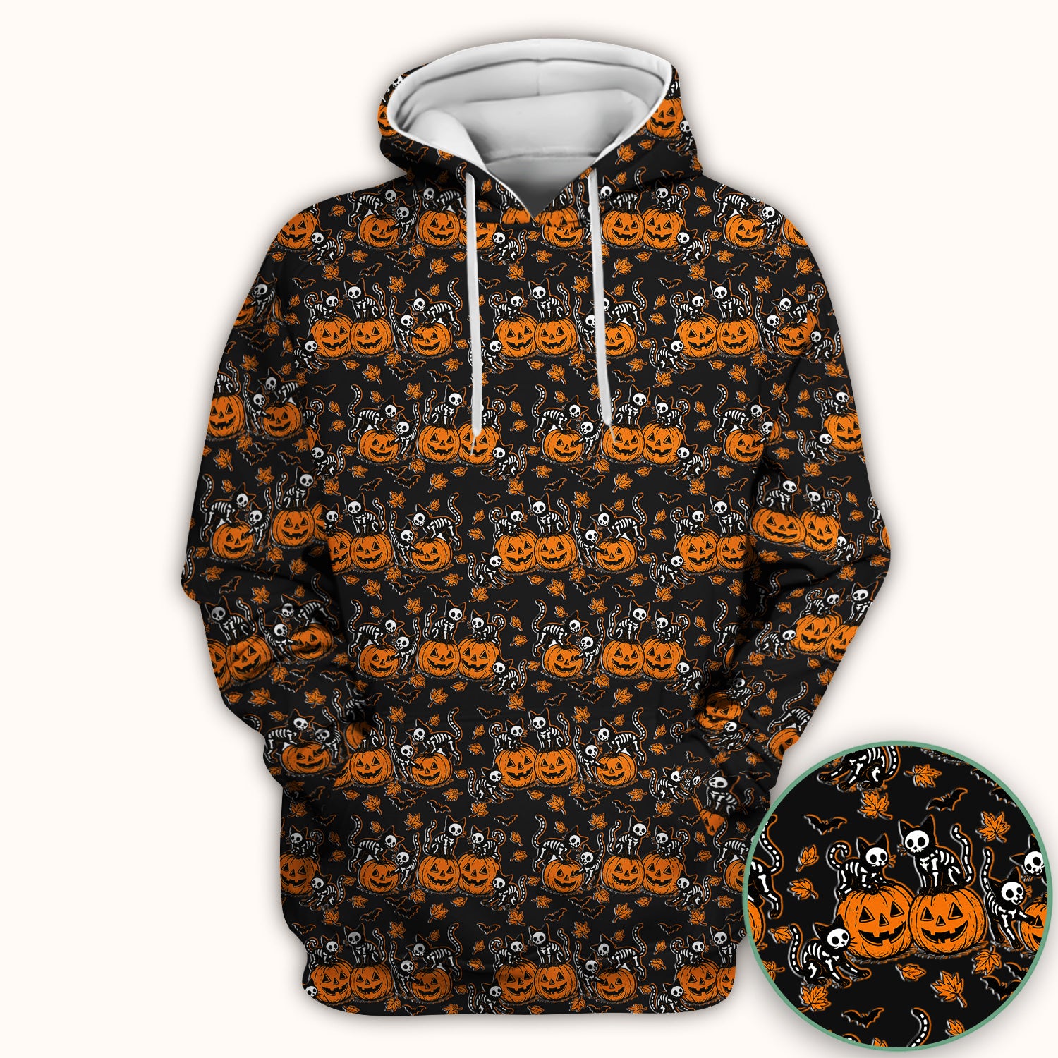 Halloween Skeleton Cat Print Scrub Top, Comfortable Scrubs for Nurses