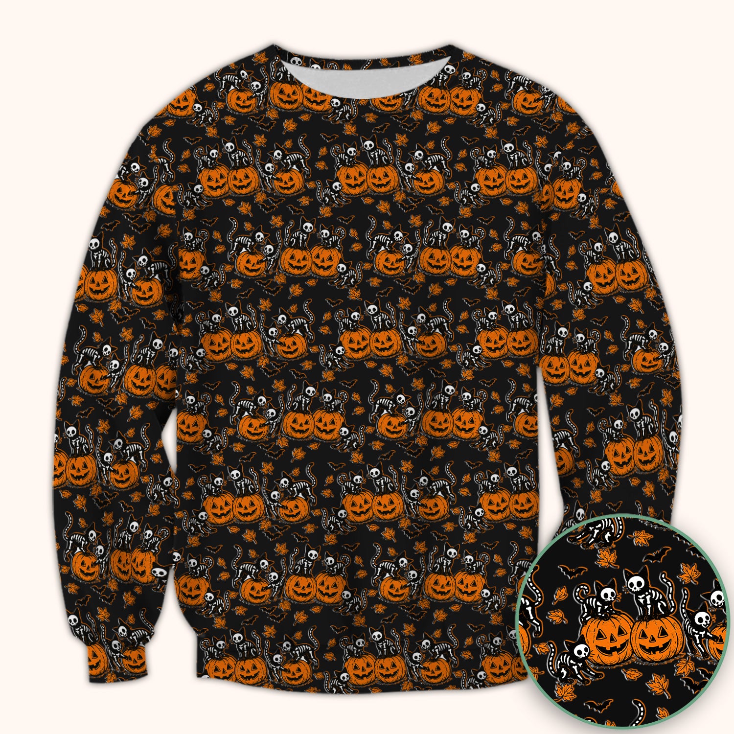 Halloween Skeleton Cat Print Scrub Top, Comfortable Scrubs for Nurses
