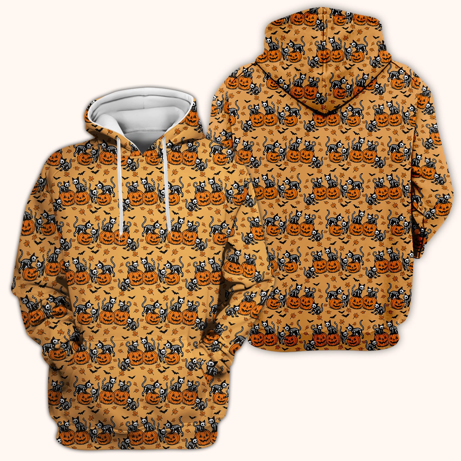Halloween Skeleton Cat Print Scrub Top, Comfortable Scrubs for Nurses