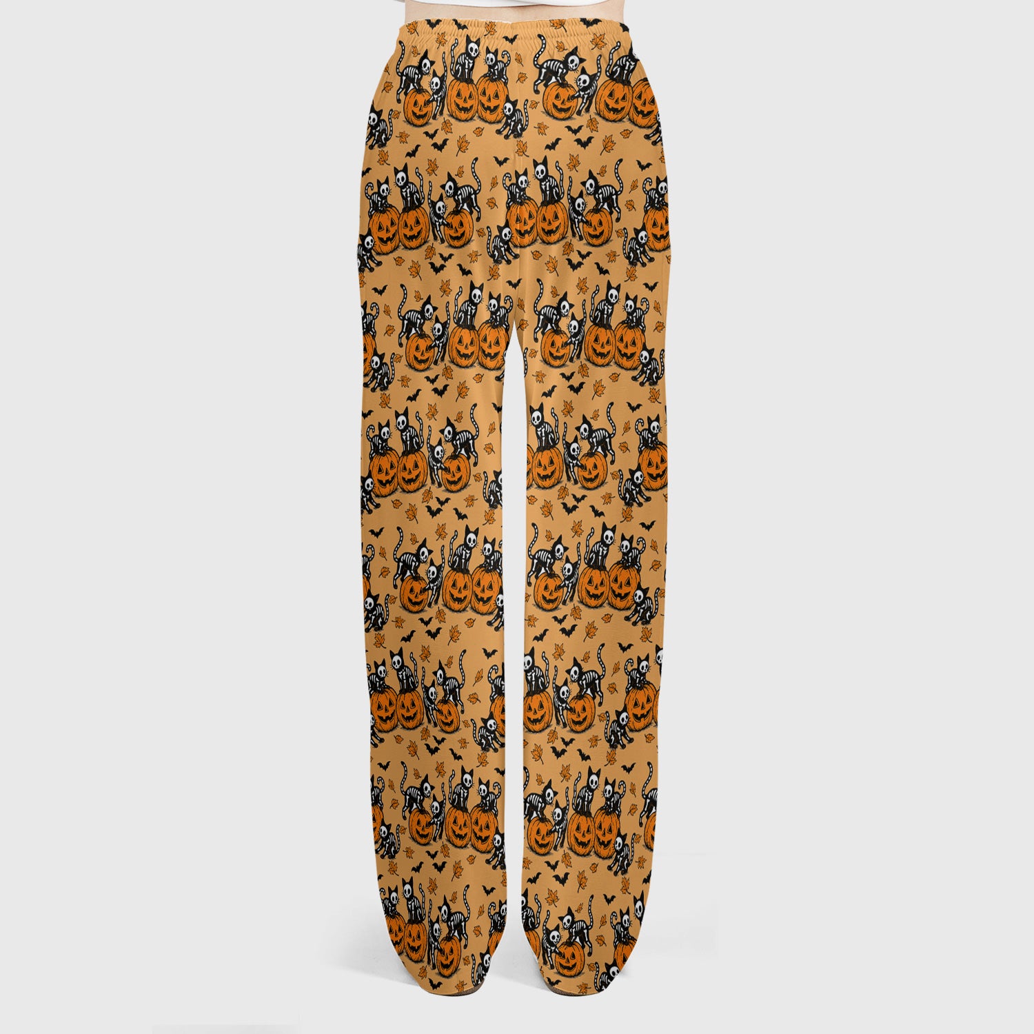 Halloween Skeleton Cat Print Scrub Set, Scrub Pants and V Neck Top