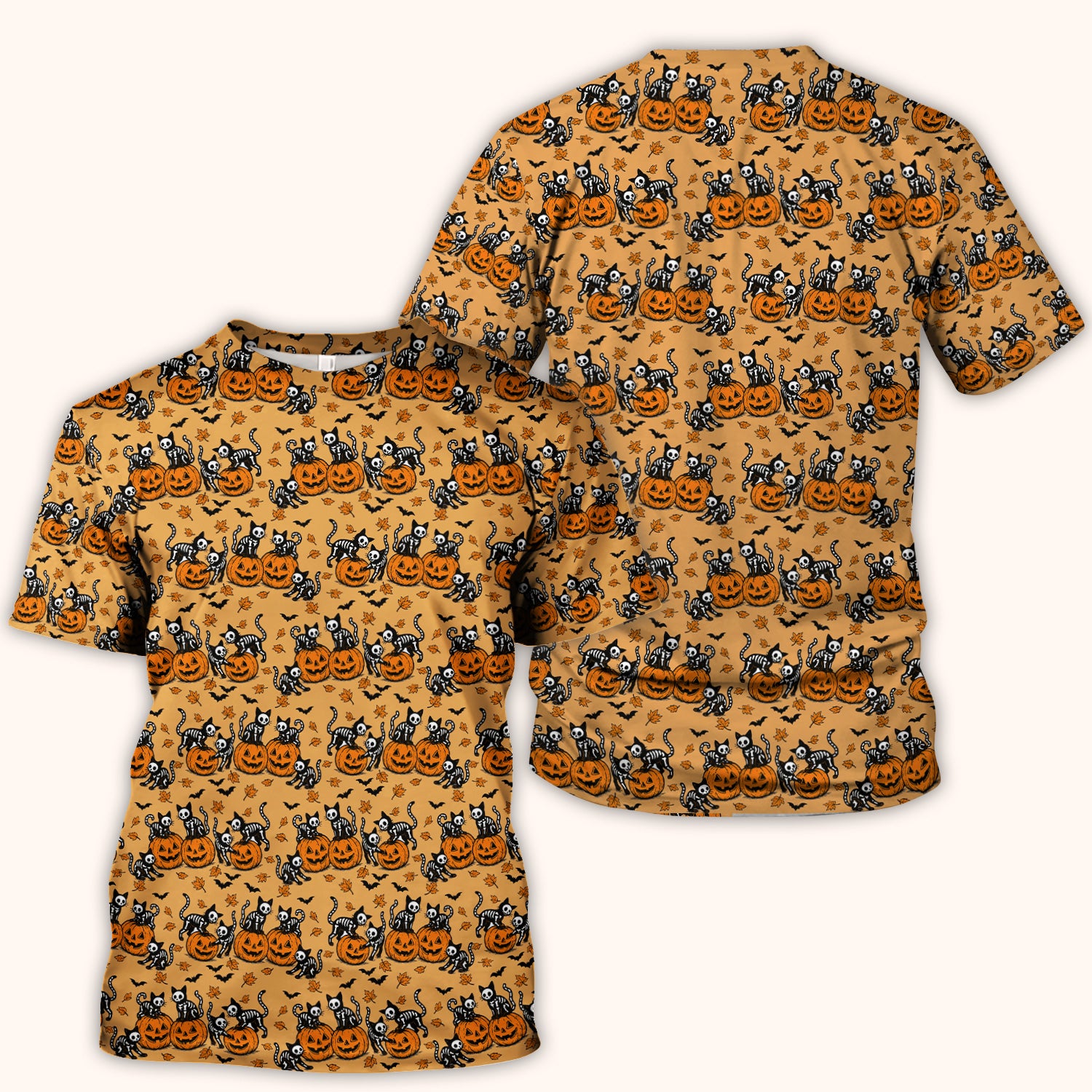 Halloween Skeleton Cat Print Scrub Top, Comfortable Scrubs for Nurses
