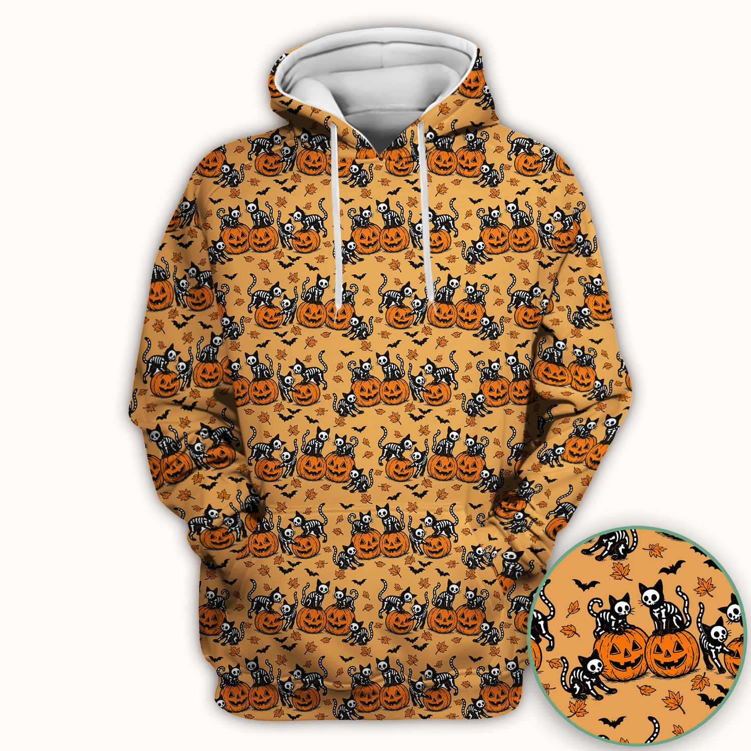 Halloween Skeleton Cat Print Scrub Top, Comfortable Scrubs for Nurses