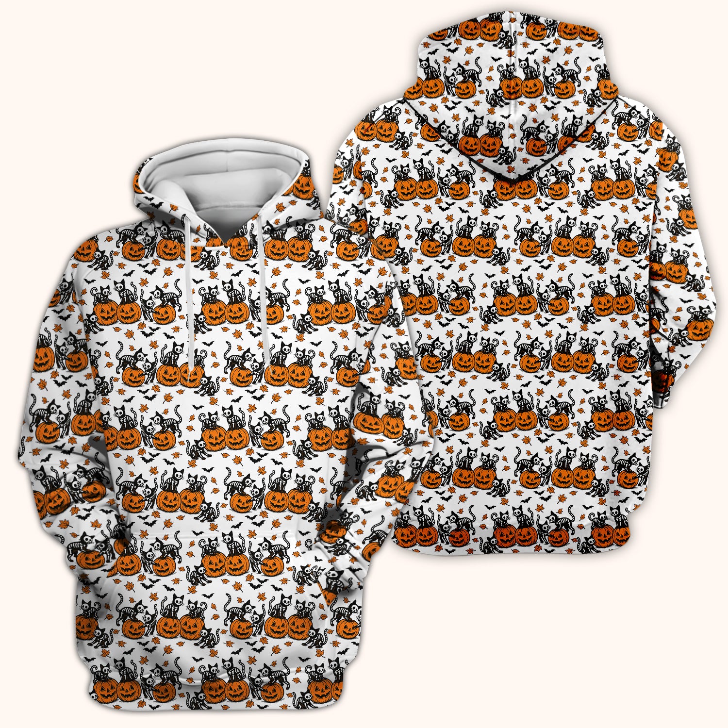 Halloween Skeleton Cat Print Scrub Top, Comfortable Scrubs for Nurses