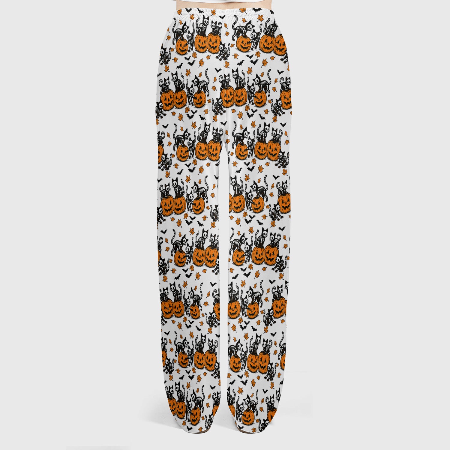 Halloween Skeleton Cat Print Scrub Set, Scrub Pants and V Neck Top