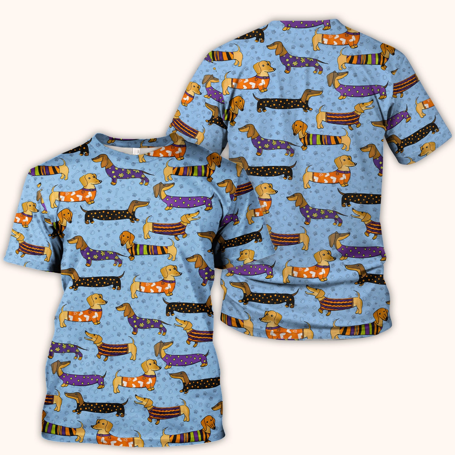 Dachshund with Dog Lover Paw Print Scrub Top, Comfortable Scrubs for Nurses