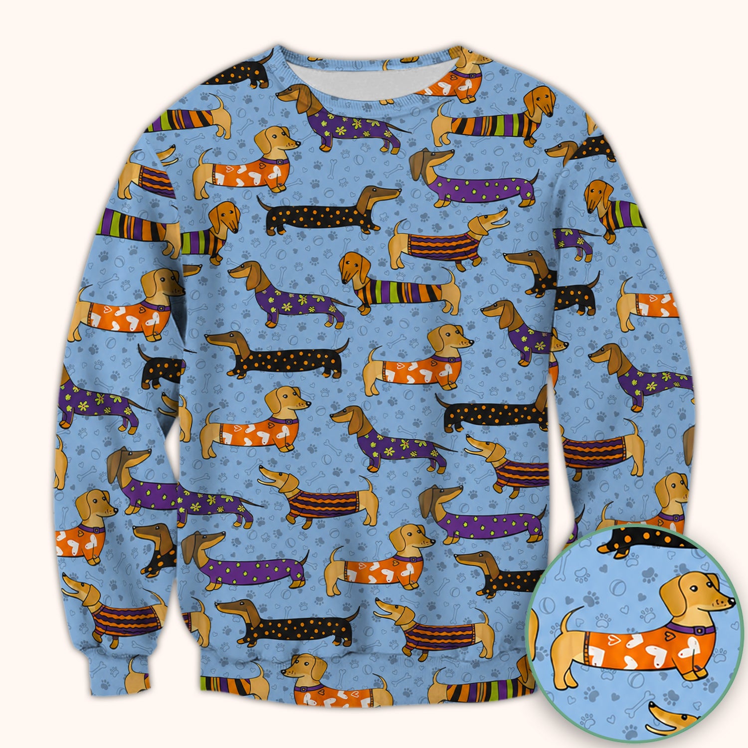 Dachshund with Dog Lover Paw Print Scrub Top, Comfortable Scrubs for Nurses