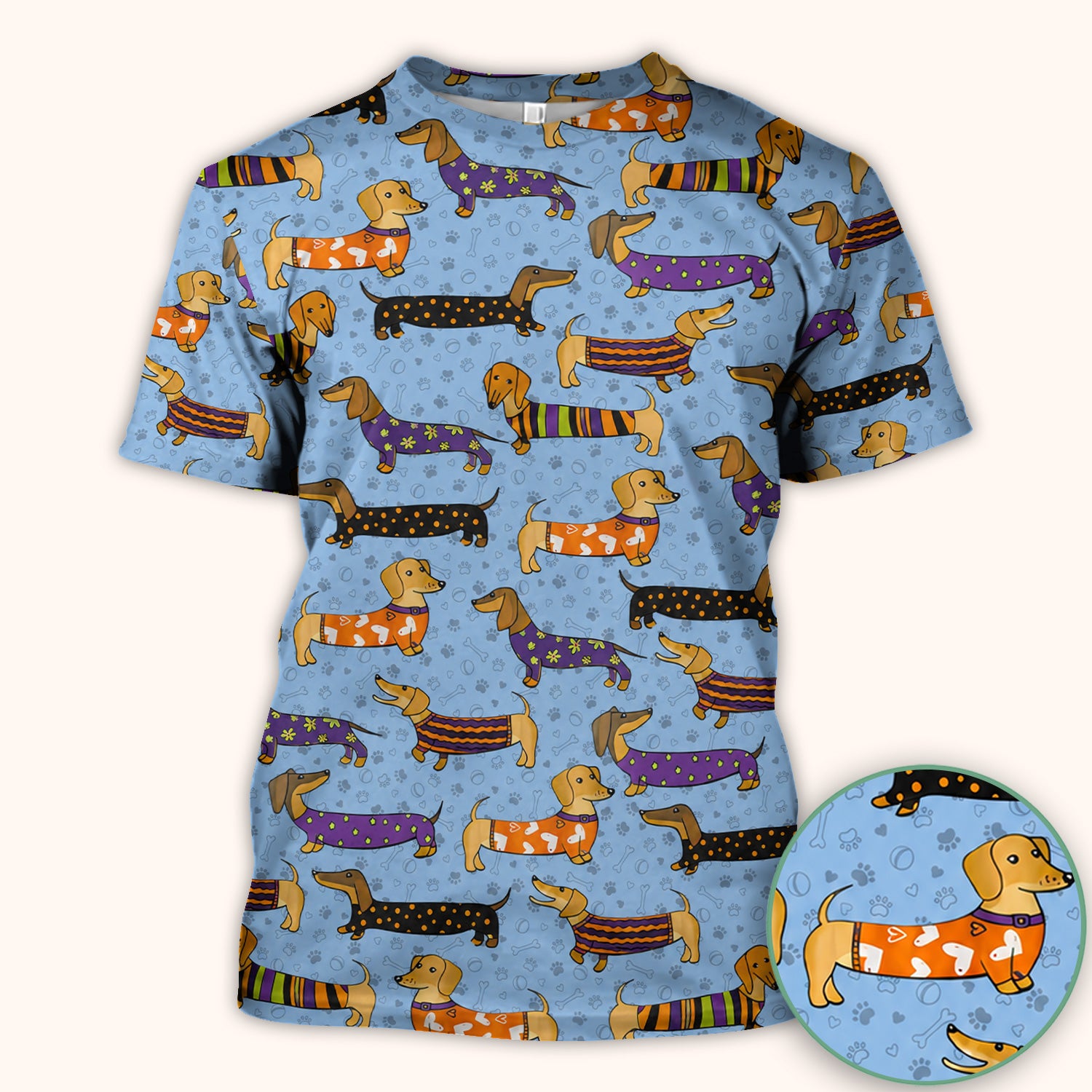 Dachshund with Dog Lover Paw Print Scrub Top, Comfortable Scrubs for Nurses