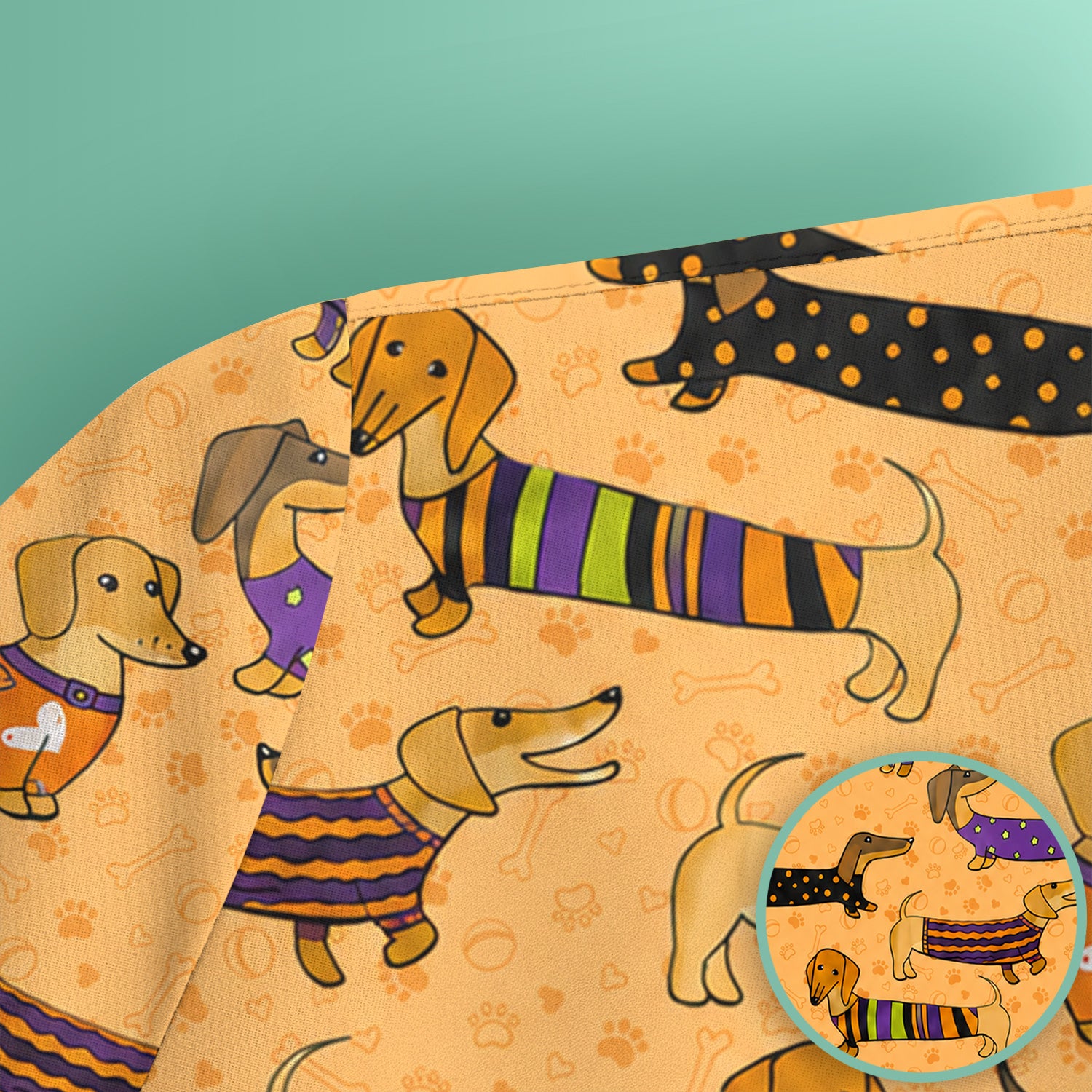 Dachshund with Dog Lover Paw Print Scrub Top, Comfortable Scrubs for Nurses