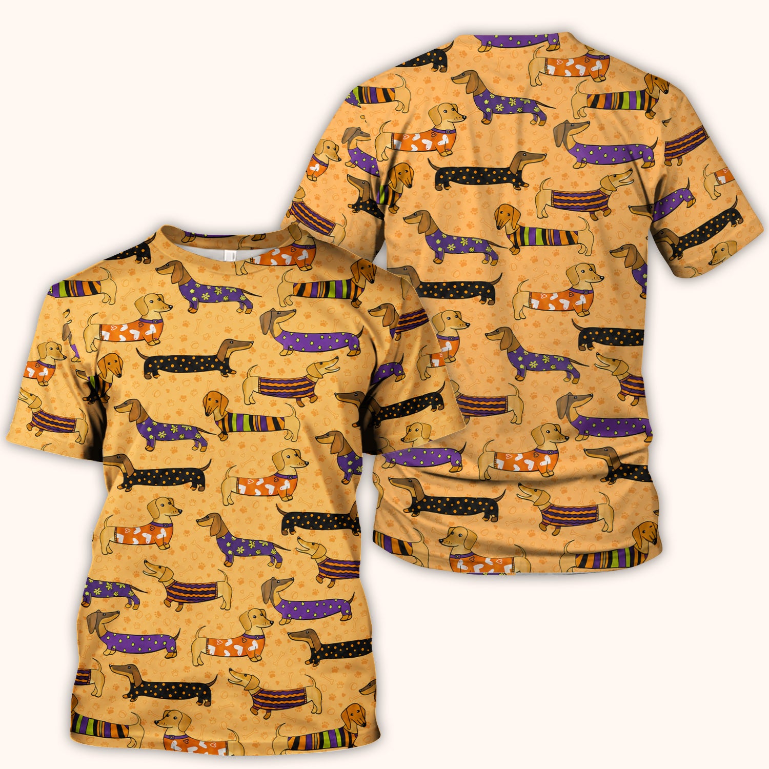 Dachshund with Dog Lover Paw Print Scrub Top, Comfortable Scrubs for Nurses