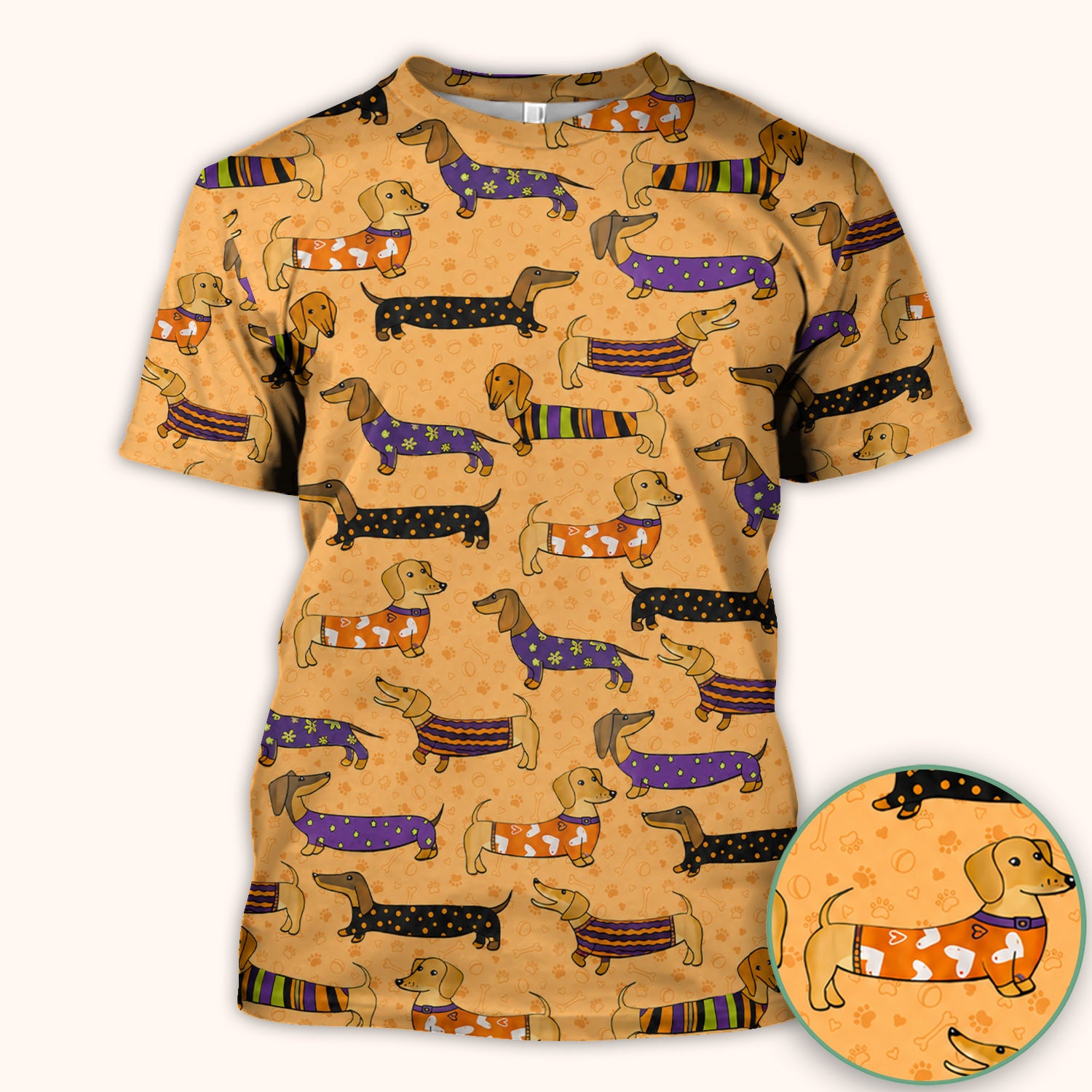 Dachshund with Dog Lover Paw Print Scrub Top, Comfortable Scrubs for Nurses