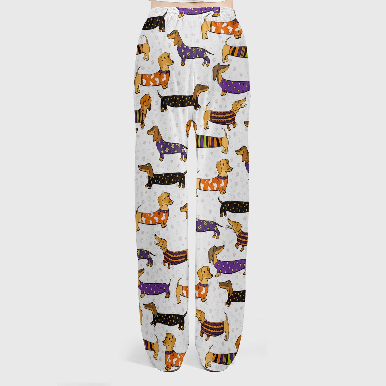 Dachshund with Dog Lover Paw Print Scrub Set, Scrub Pants and V Neck Top