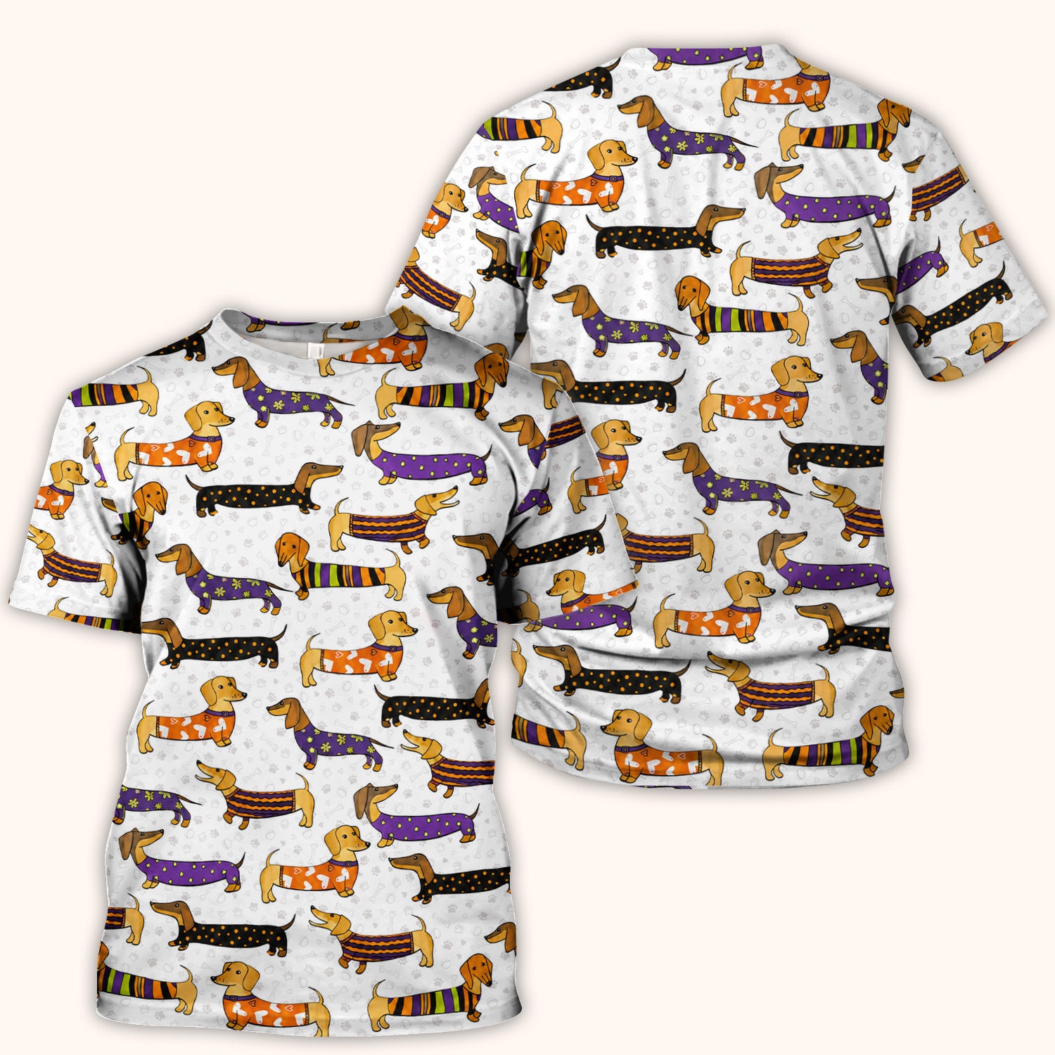 Dachshund with Dog Lover Paw Print Scrub Top, Comfortable Scrubs for Nurses