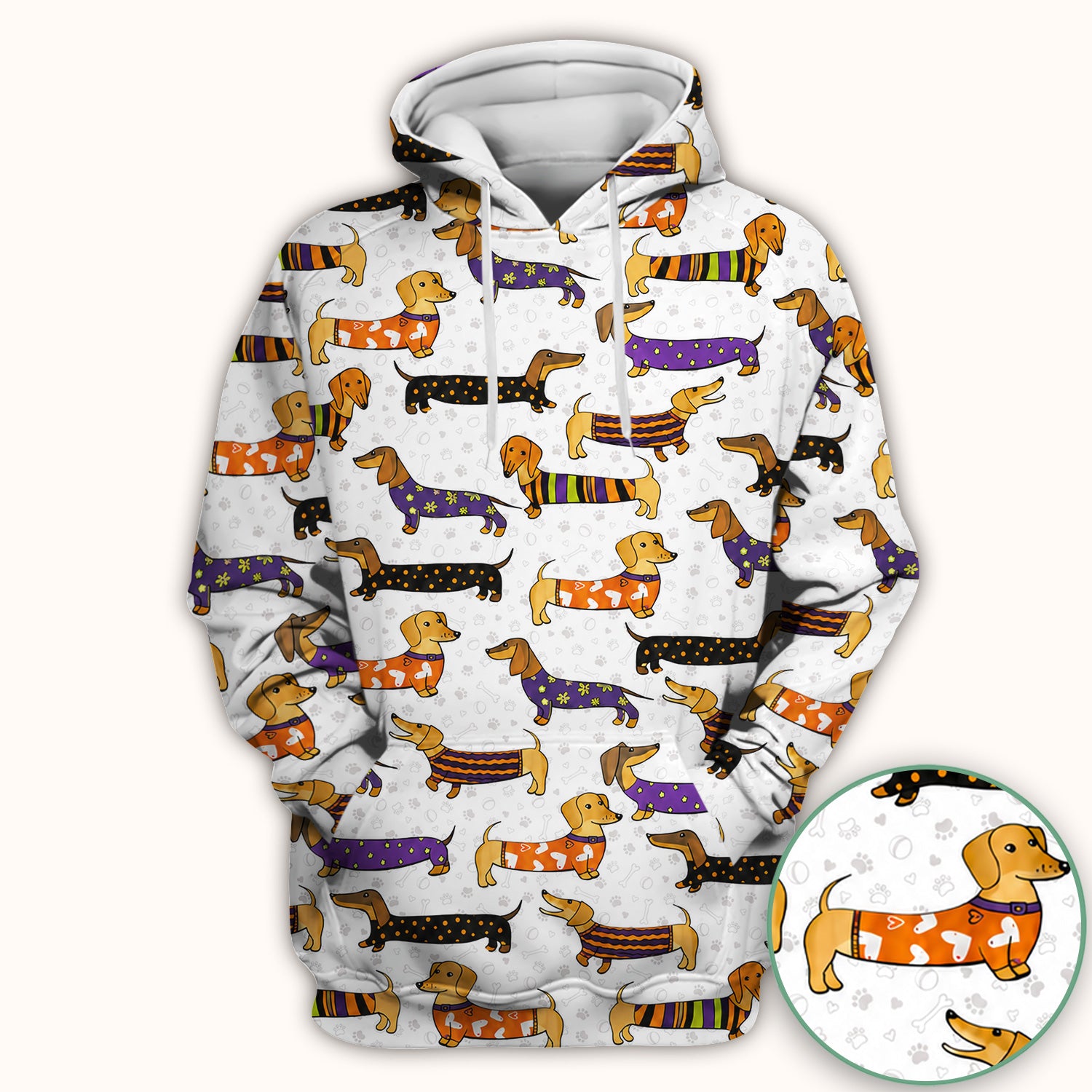 Dachshund with Dog Lover Paw Print Scrub Top, Comfortable Scrubs for Nurses