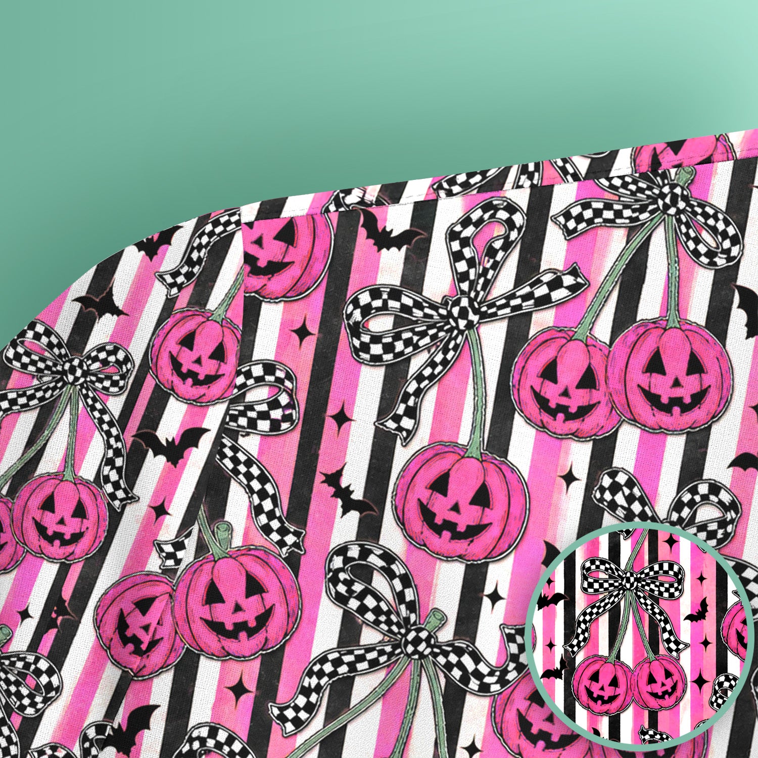 Halloween Bow Stripe Print Scrub Top, Comfortable Scrubs for Nurses
