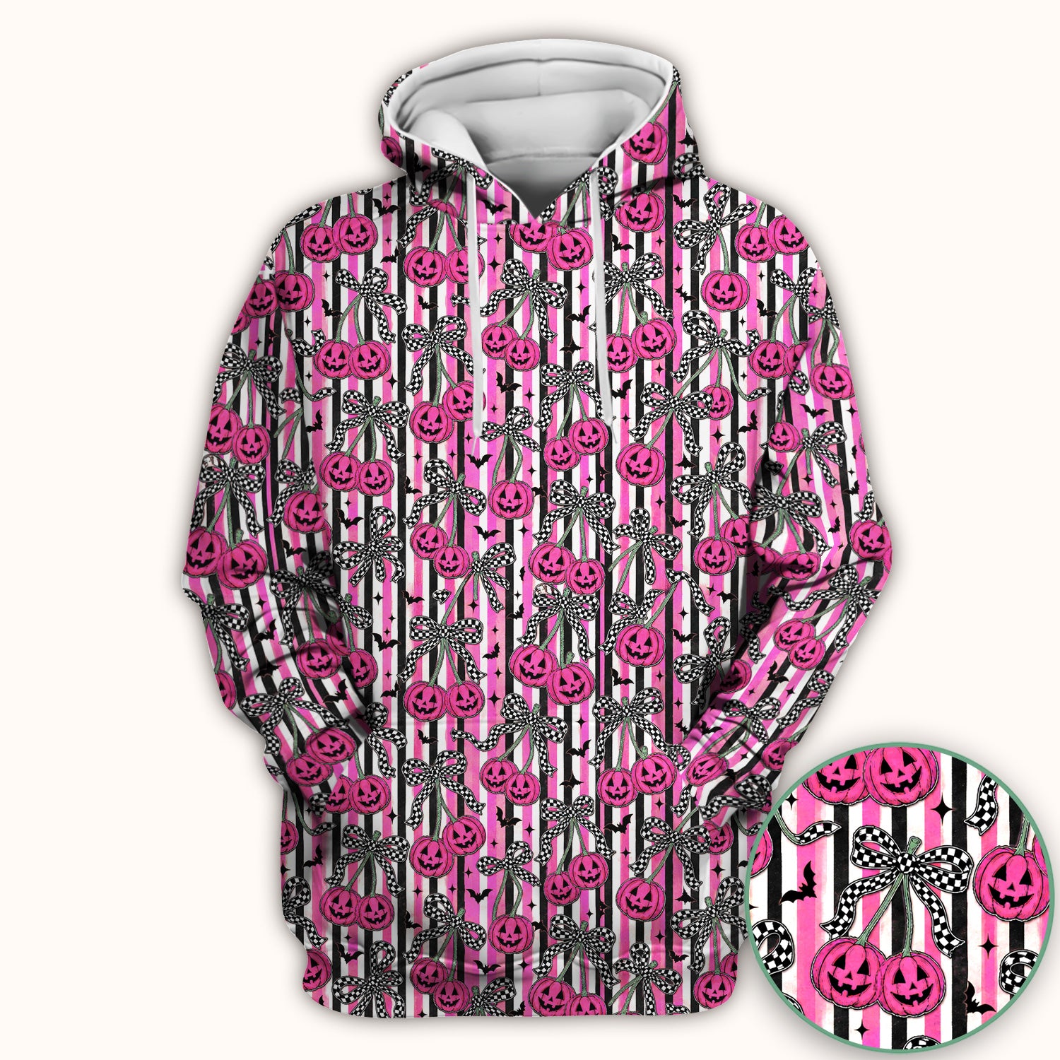 Halloween Bow Stripe Print Scrub Top, Comfortable Scrubs for Nurses