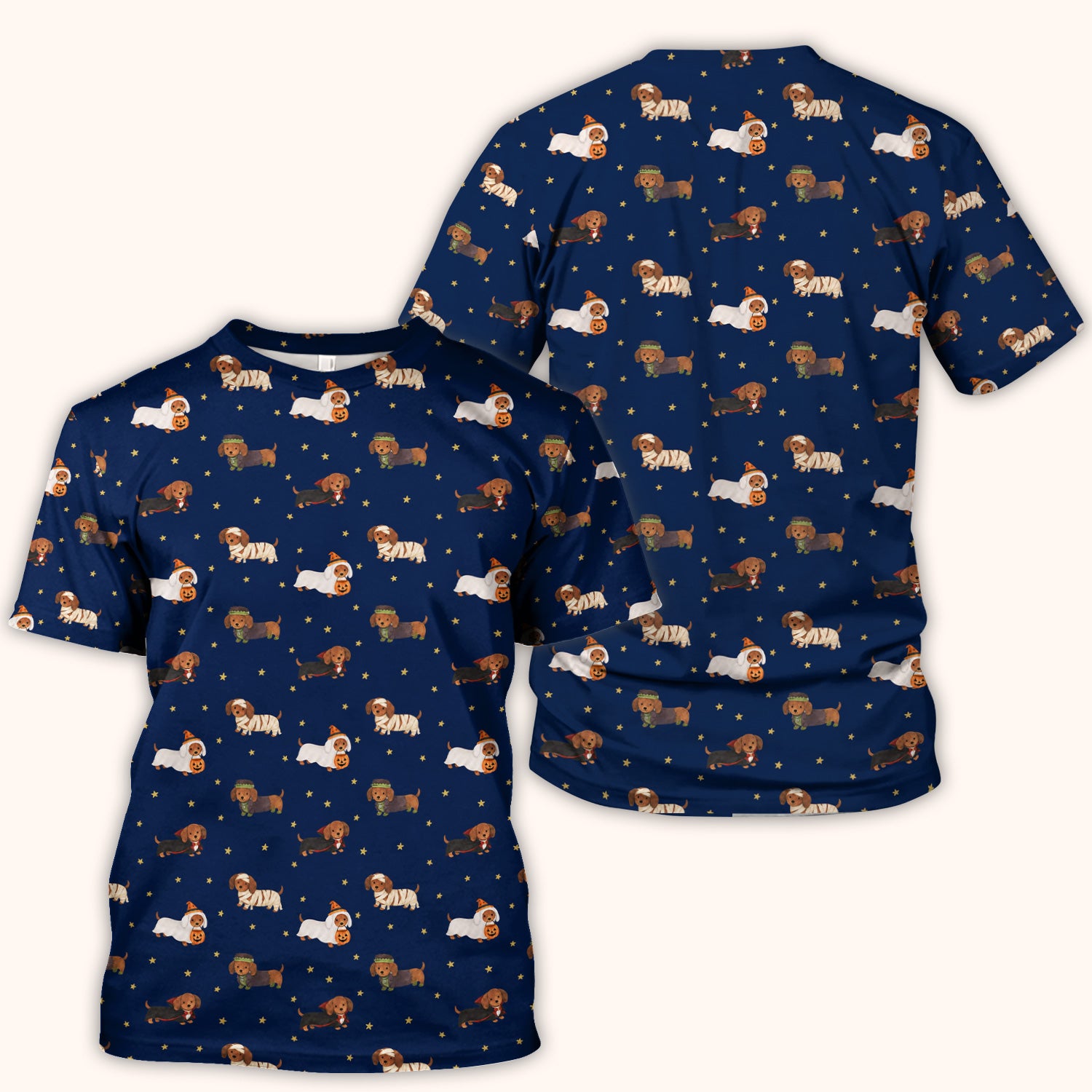 Halloween Mummy Dachshund Scrub Top, Comfortable Scrubs for Nurses