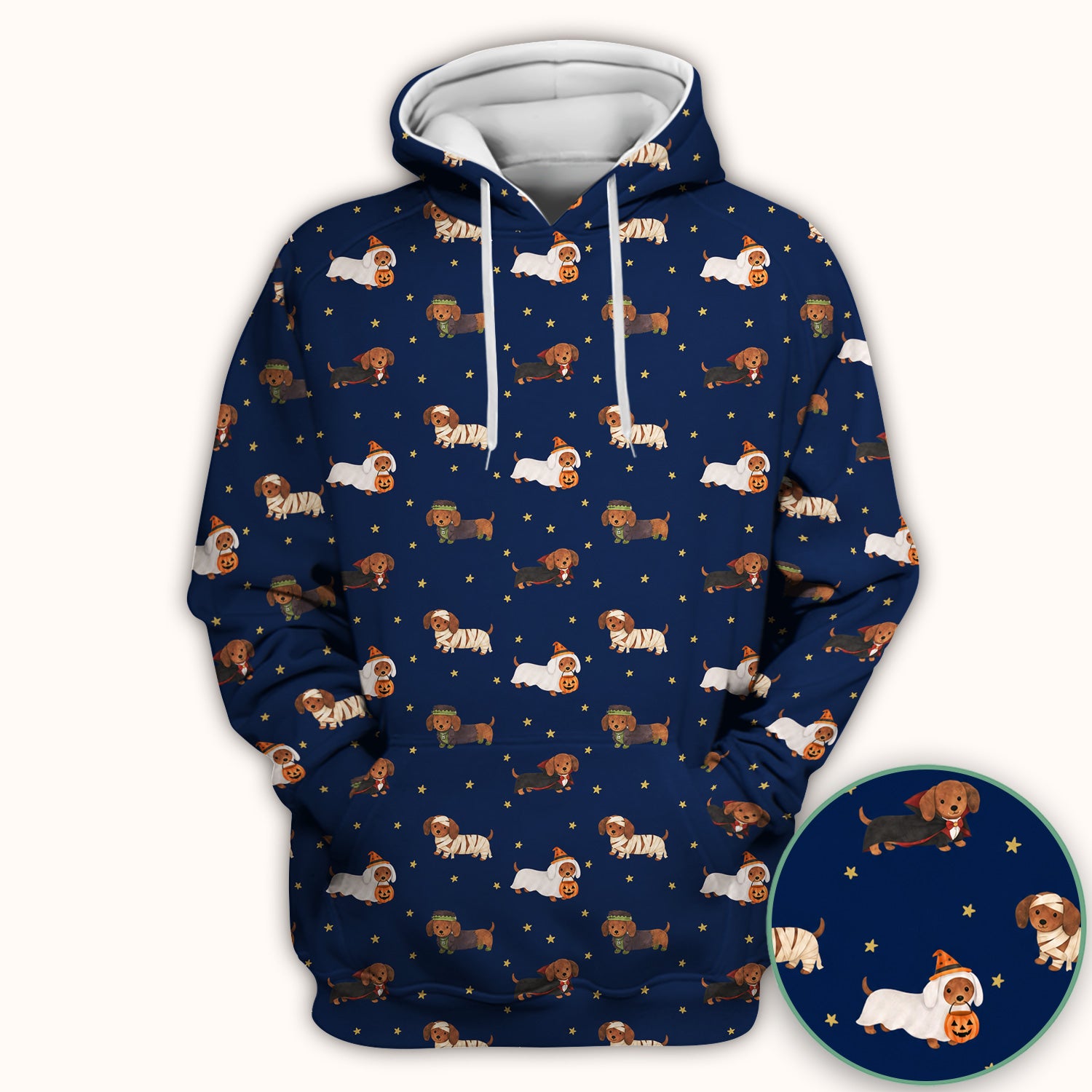 Halloween Mummy Dachshund Scrub Top, Comfortable Scrubs for Nurses
