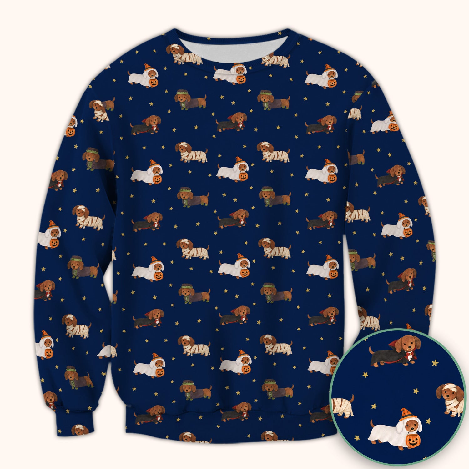 Halloween Mummy Dachshund Scrub Top, Comfortable Scrubs for Nurses