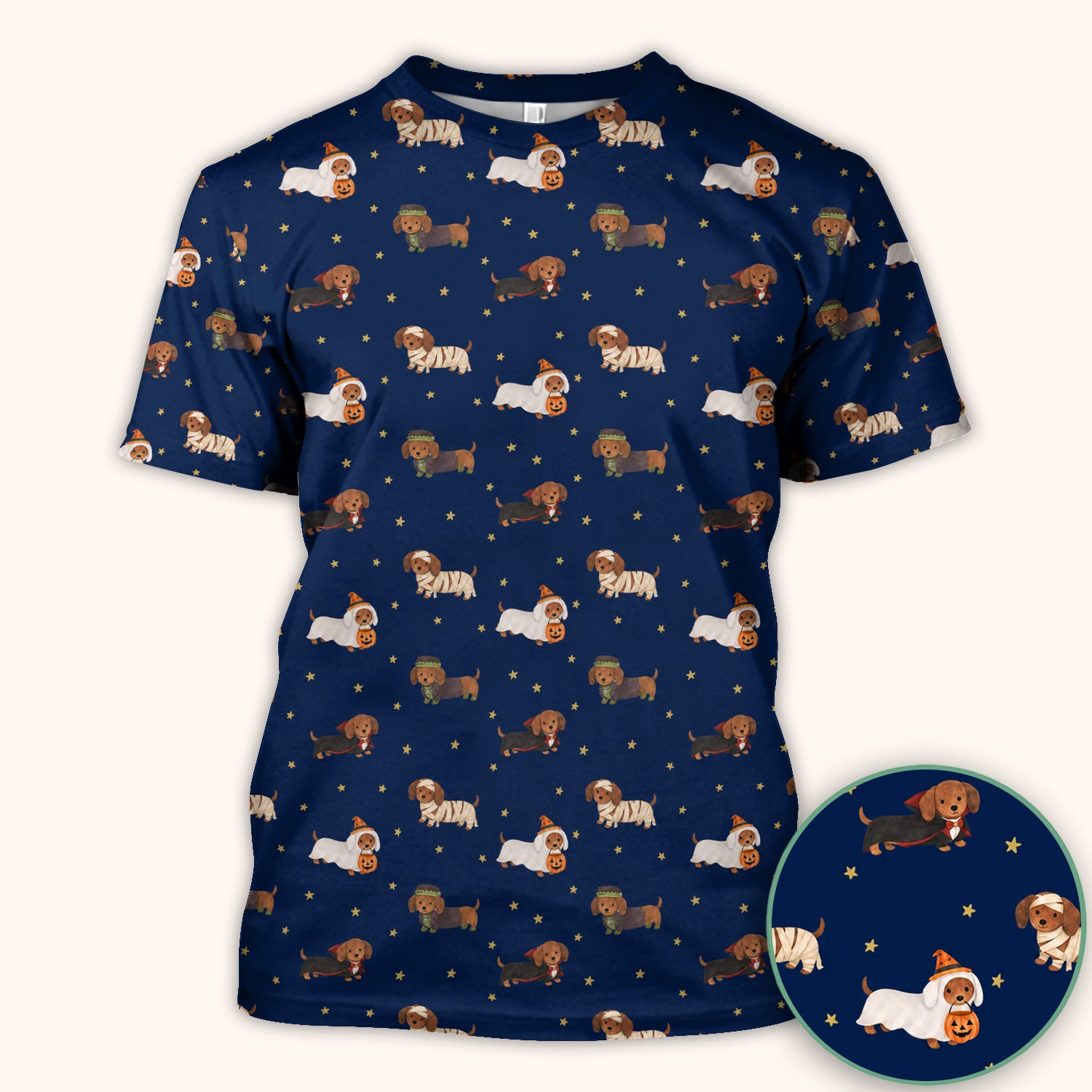 Halloween Mummy Dachshund Scrub Top, Comfortable Scrubs for Nurses