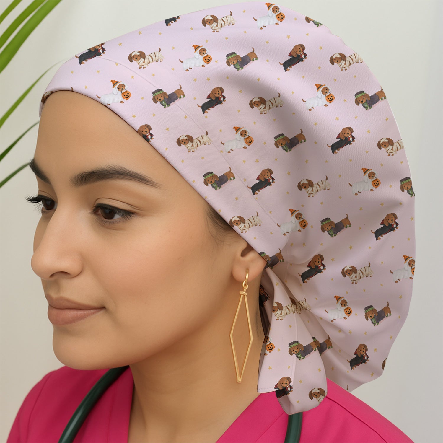 Halloween Mummy Dachshund Scrub Cap, Surgical Caps for Doctors