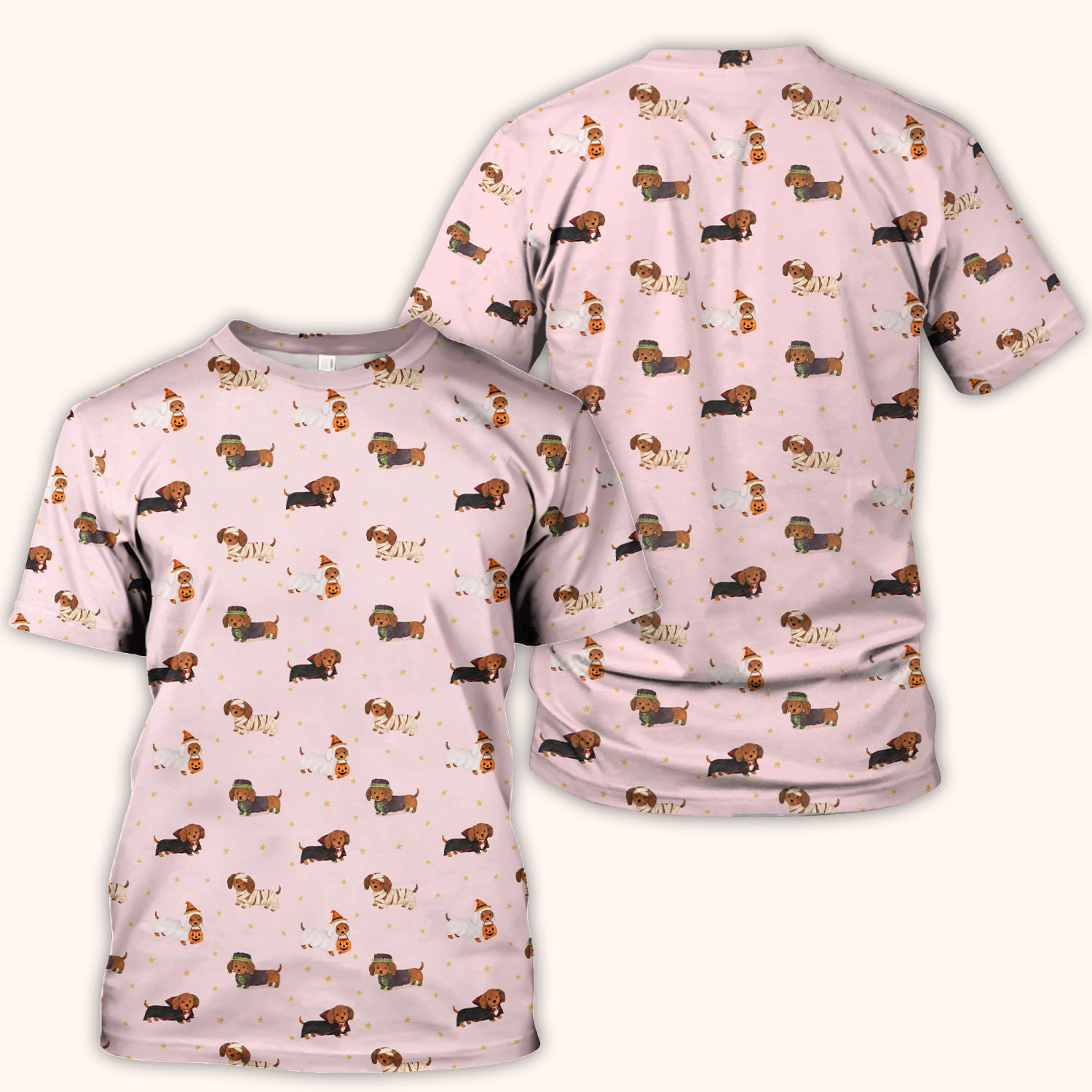 Halloween Mummy Dachshund Scrub Top, Comfortable Scrubs for Nurses