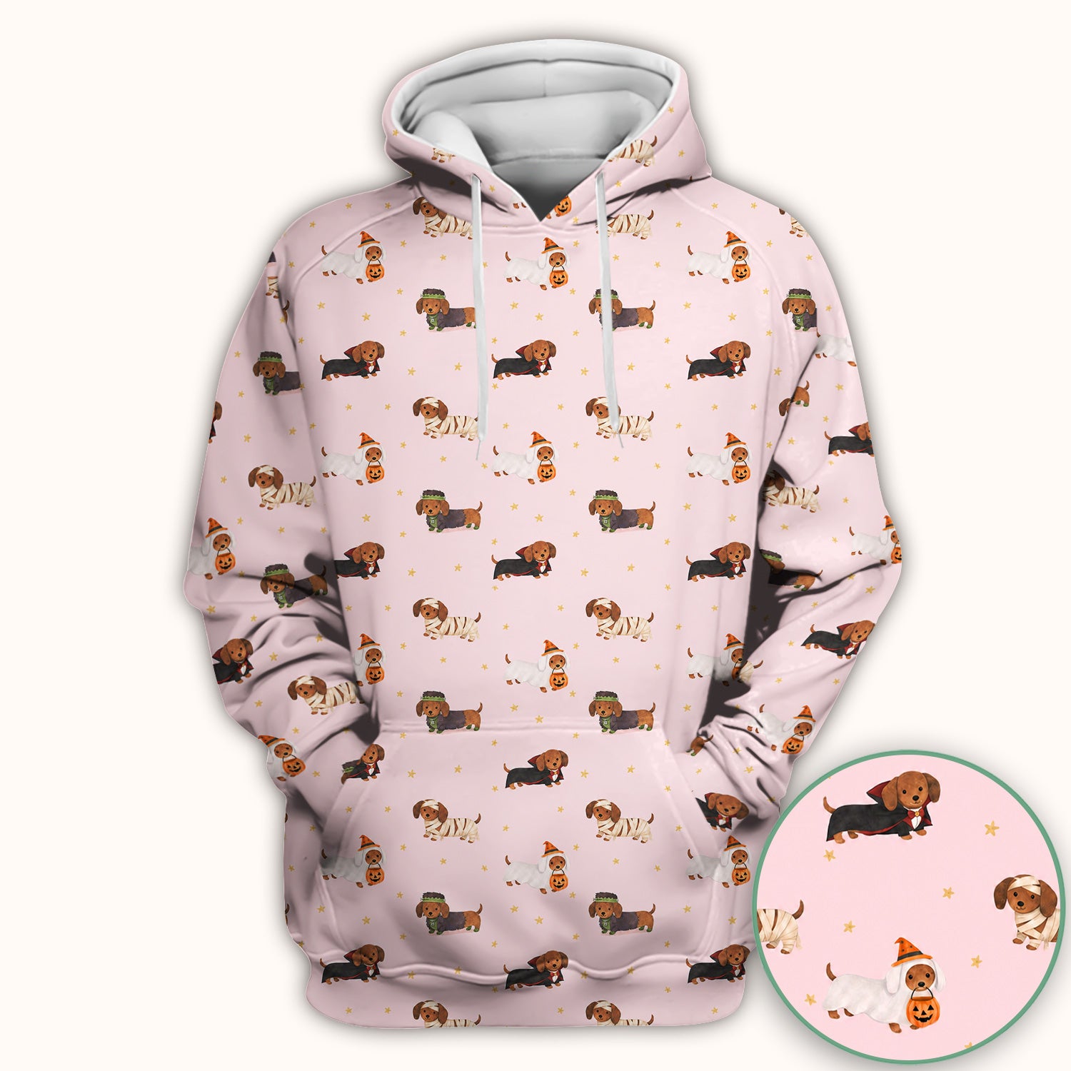 Halloween Mummy Dachshund Scrub Top, Comfortable Scrubs for Nurses