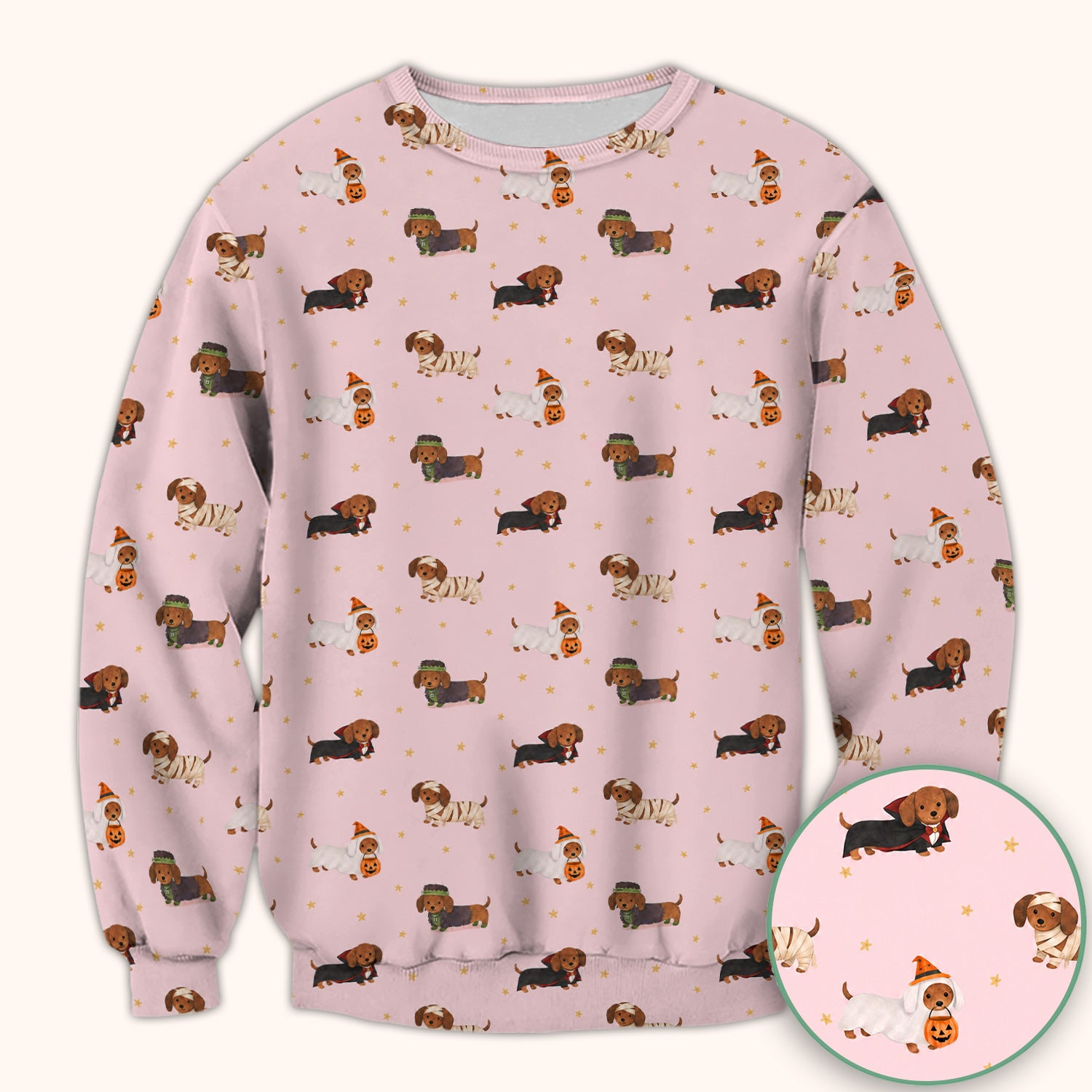 Halloween Mummy Dachshund Scrub Top, Comfortable Scrubs for Nurses