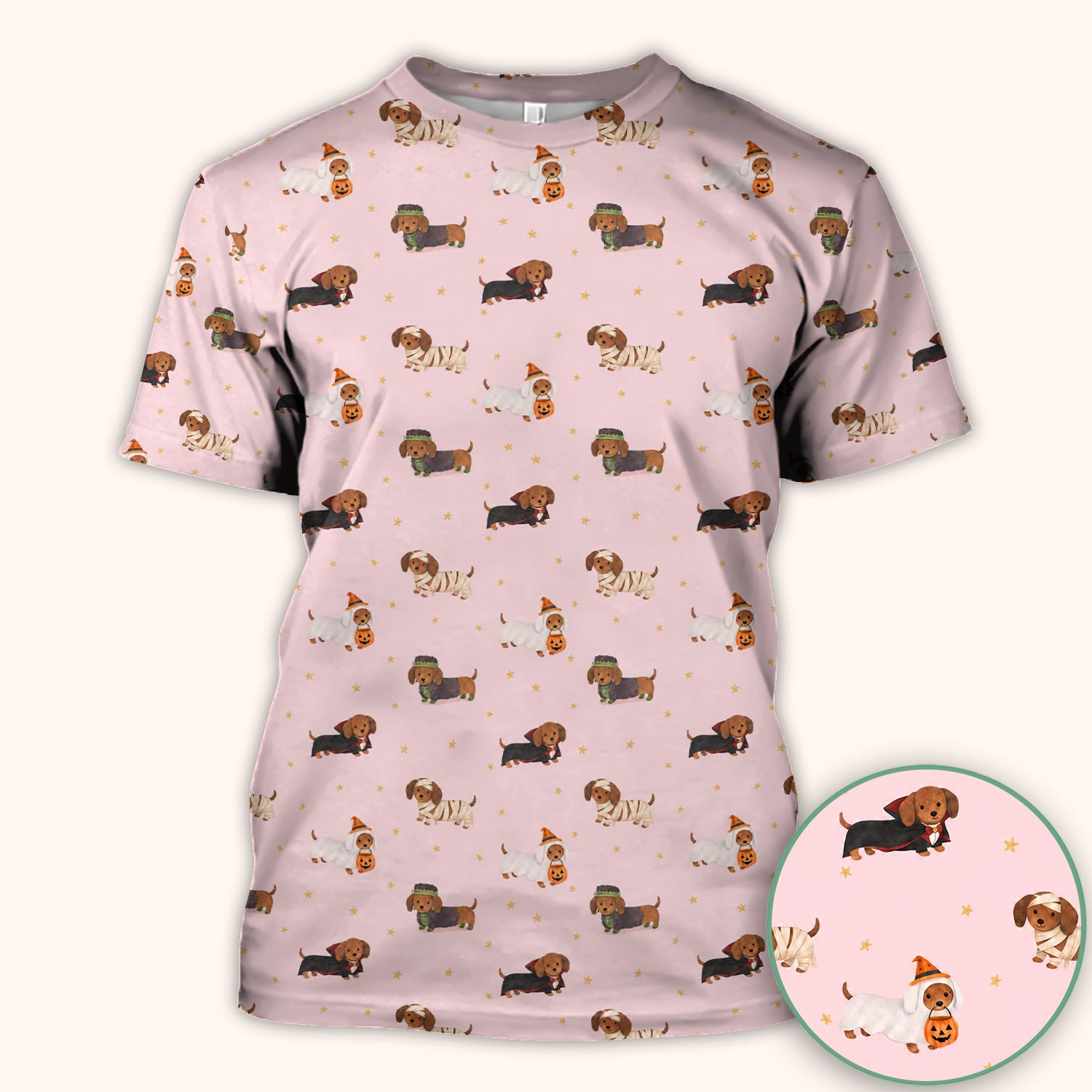 Halloween Mummy Dachshund Scrub Top, Comfortable Scrubs for Nurses