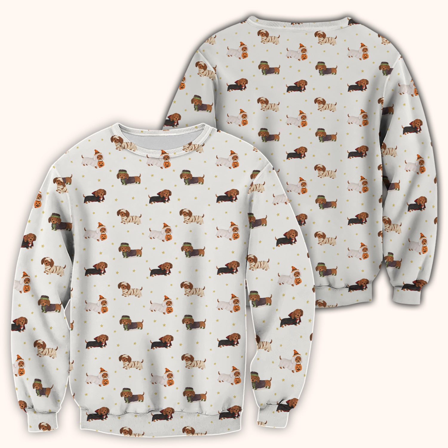 Halloween Mummy Dachshund Scrub Top, Comfortable Scrubs for Nurses