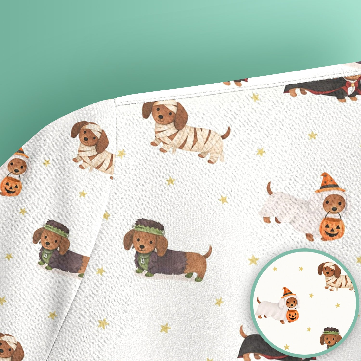 Halloween Mummy Dachshund Scrub Top, Comfortable Scrubs for Nurses