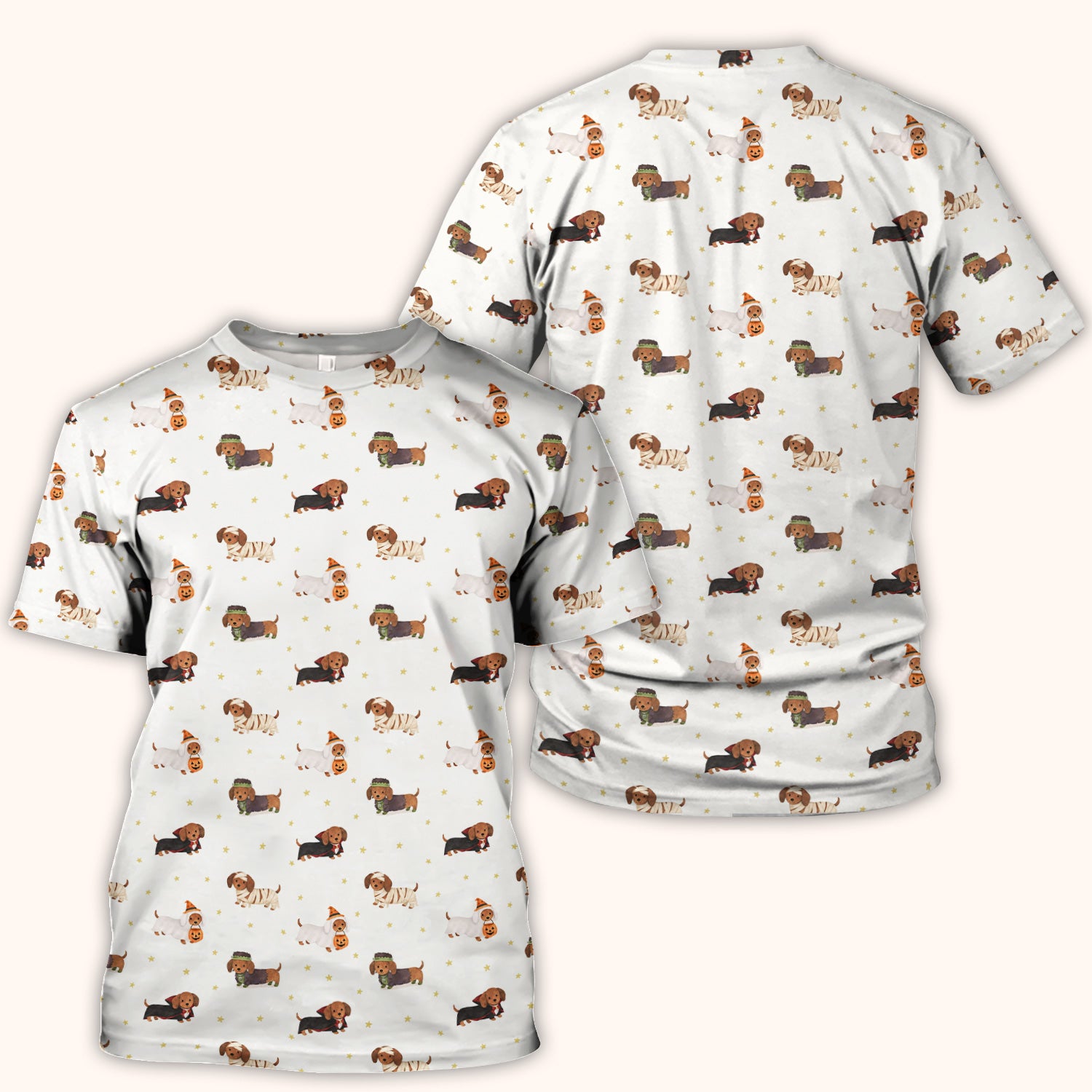Halloween Mummy Dachshund Scrub Top, Comfortable Scrubs for Nurses