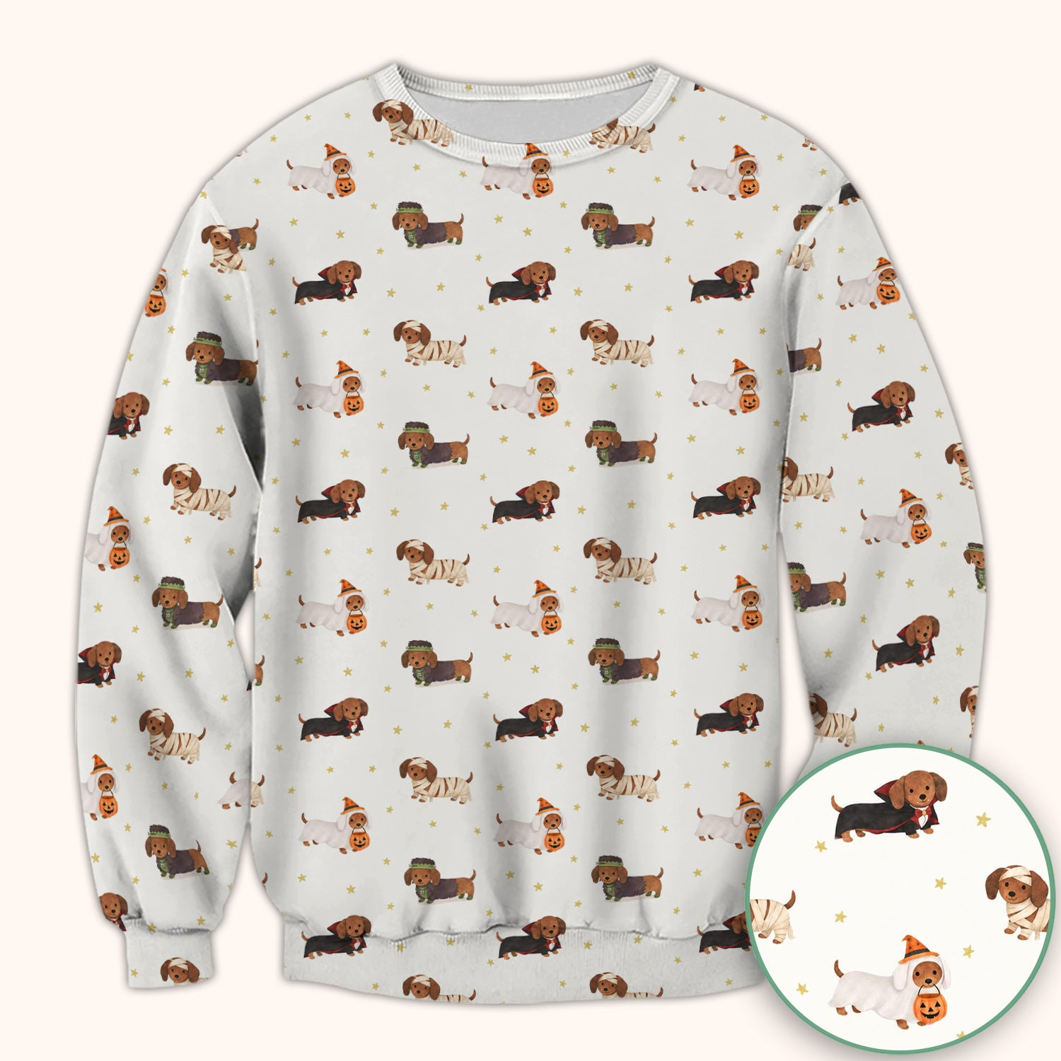 Halloween Mummy Dachshund Scrub Top, Comfortable Scrubs for Nurses