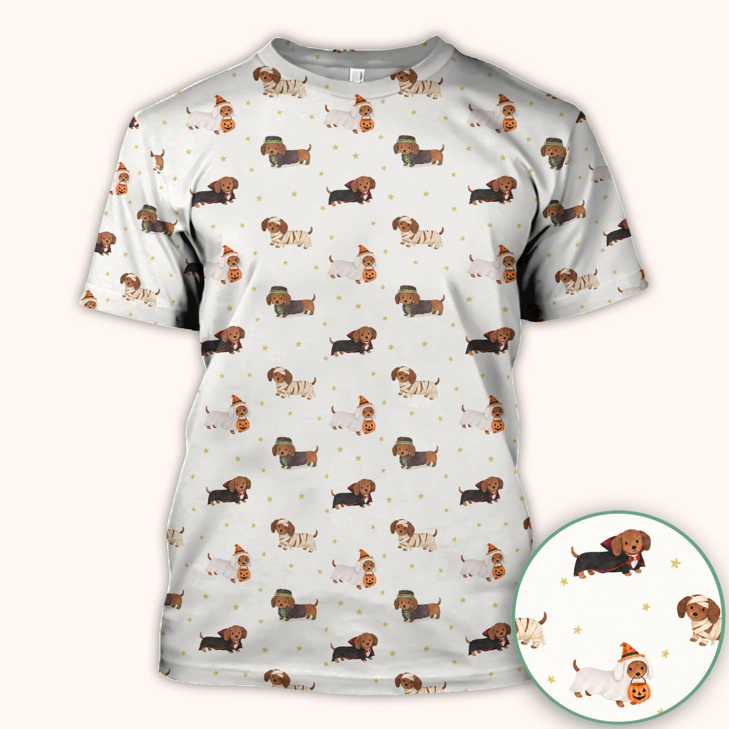 Halloween Mummy Dachshund Scrub Top, Comfortable Scrubs for Nurses