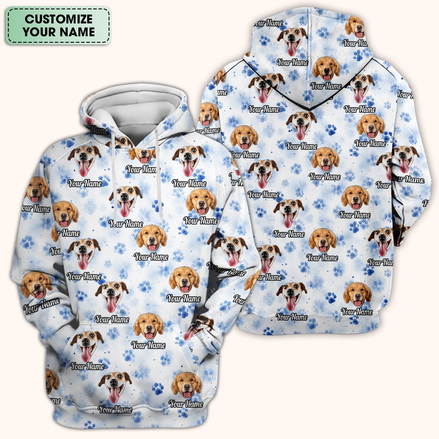 Custom Dog Face with Paw Print Scrub Top, Comfortable Scrubs for Nurses